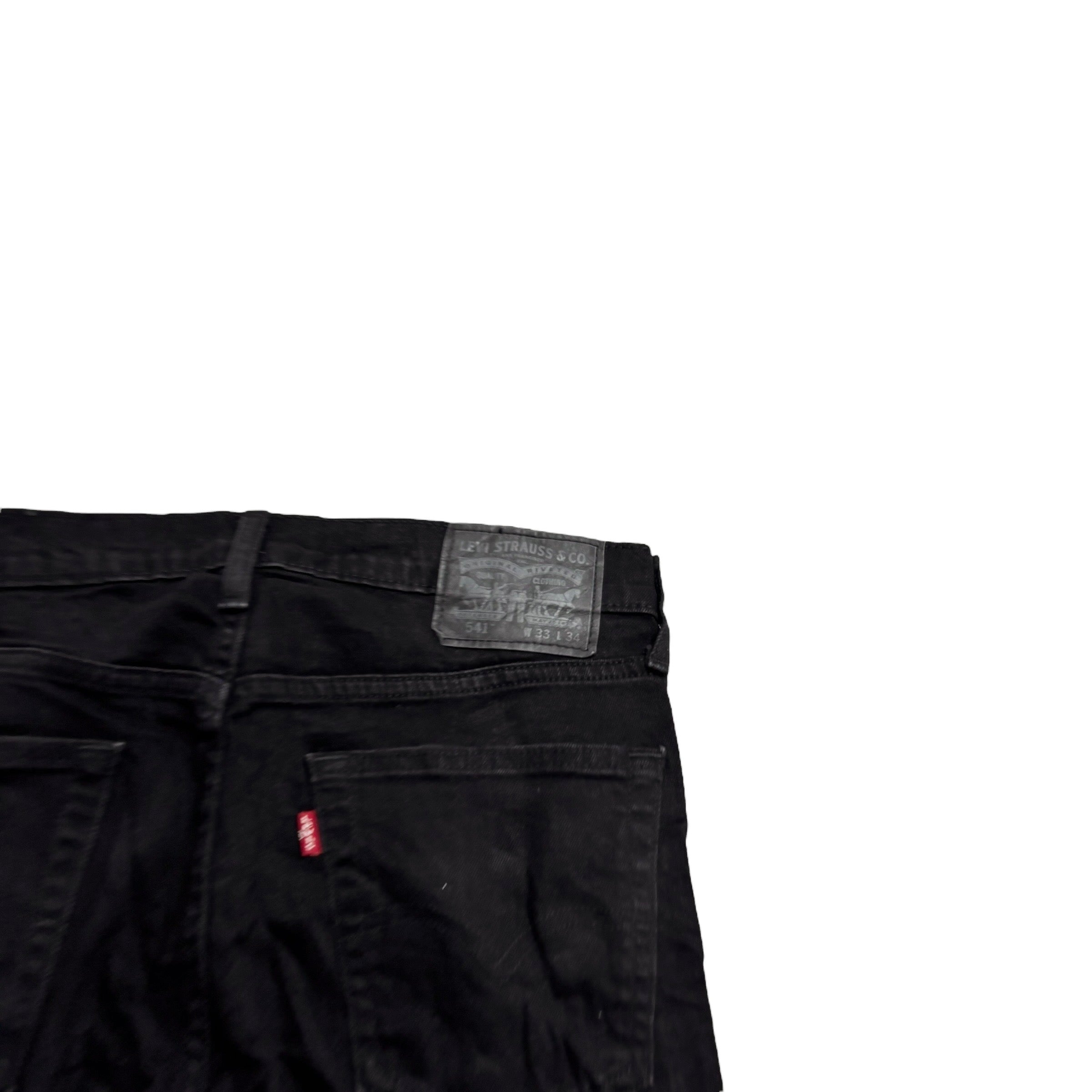 Levis 541 Jeans W33 L33 Mens Black Athletic Tapered Fit Stretch Denim (E)