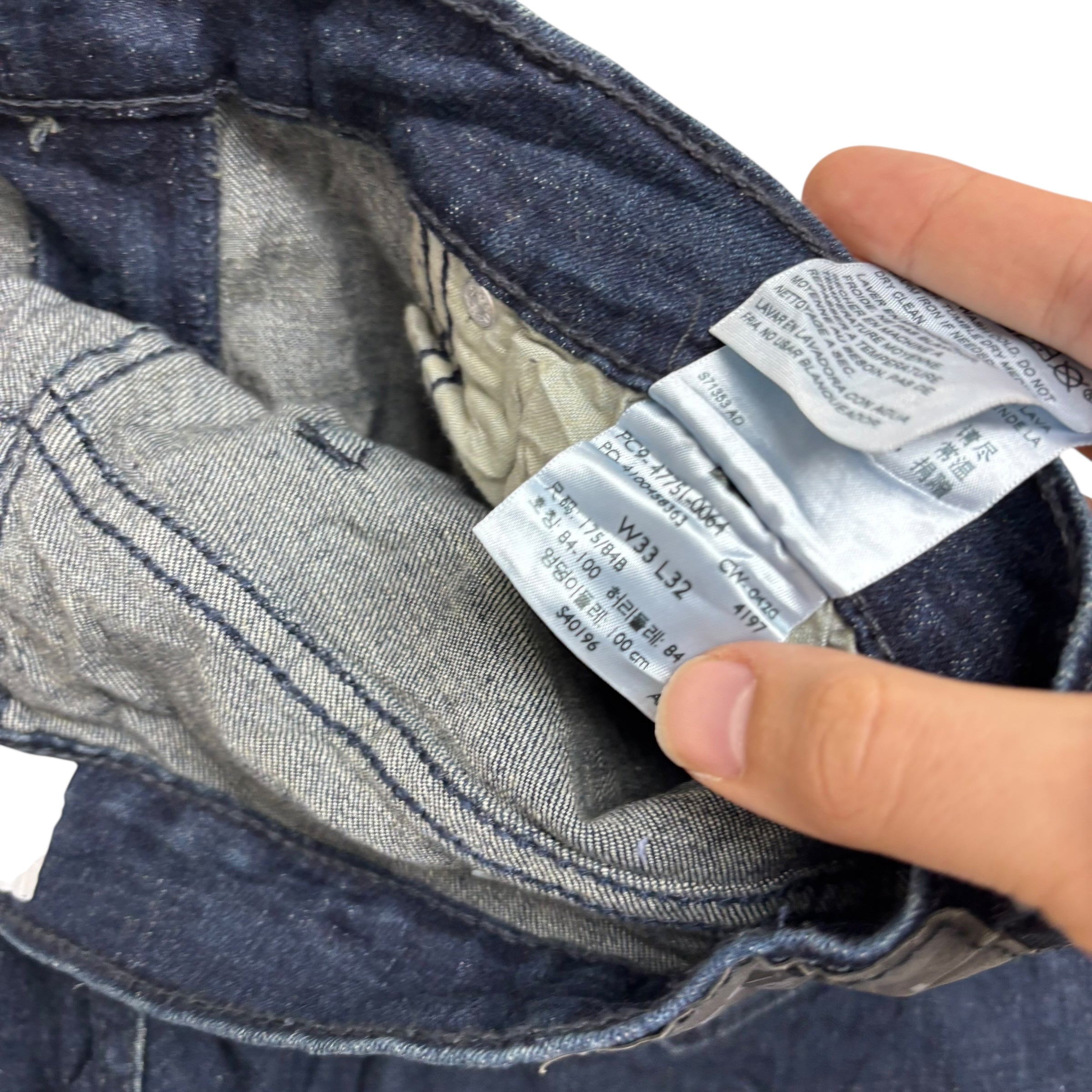 Levis Denizen Jeans W33 L32 Mens Dark Blue Athletic Tapered Stretch Denim (E)