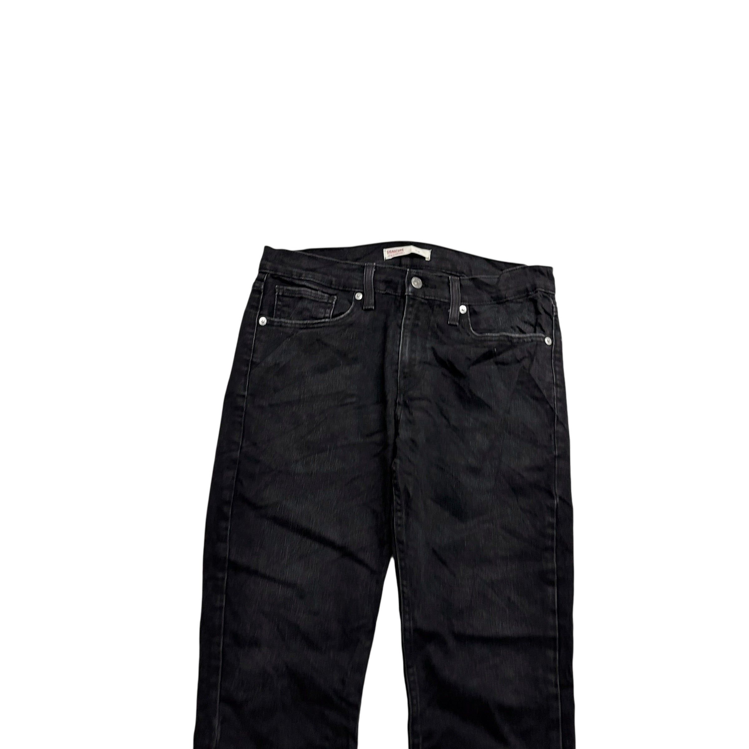 Levis Signature Jeans W32 L30 Mens Black Slim Fit Stretch Denim (E)