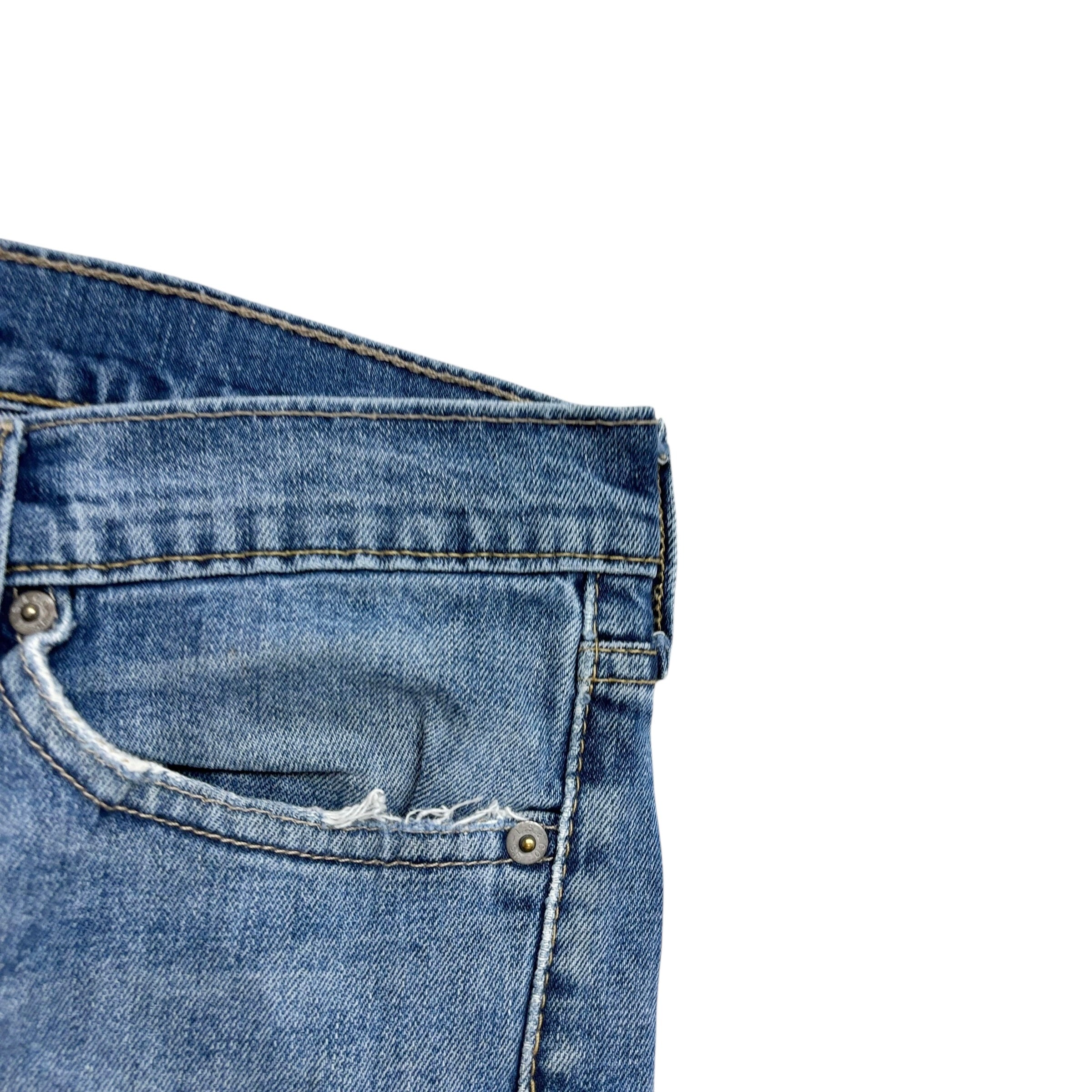 Levis 513 Jeans W32 L32 Mens Mid Blue Slim Straight Fit Stretch Denim (F)