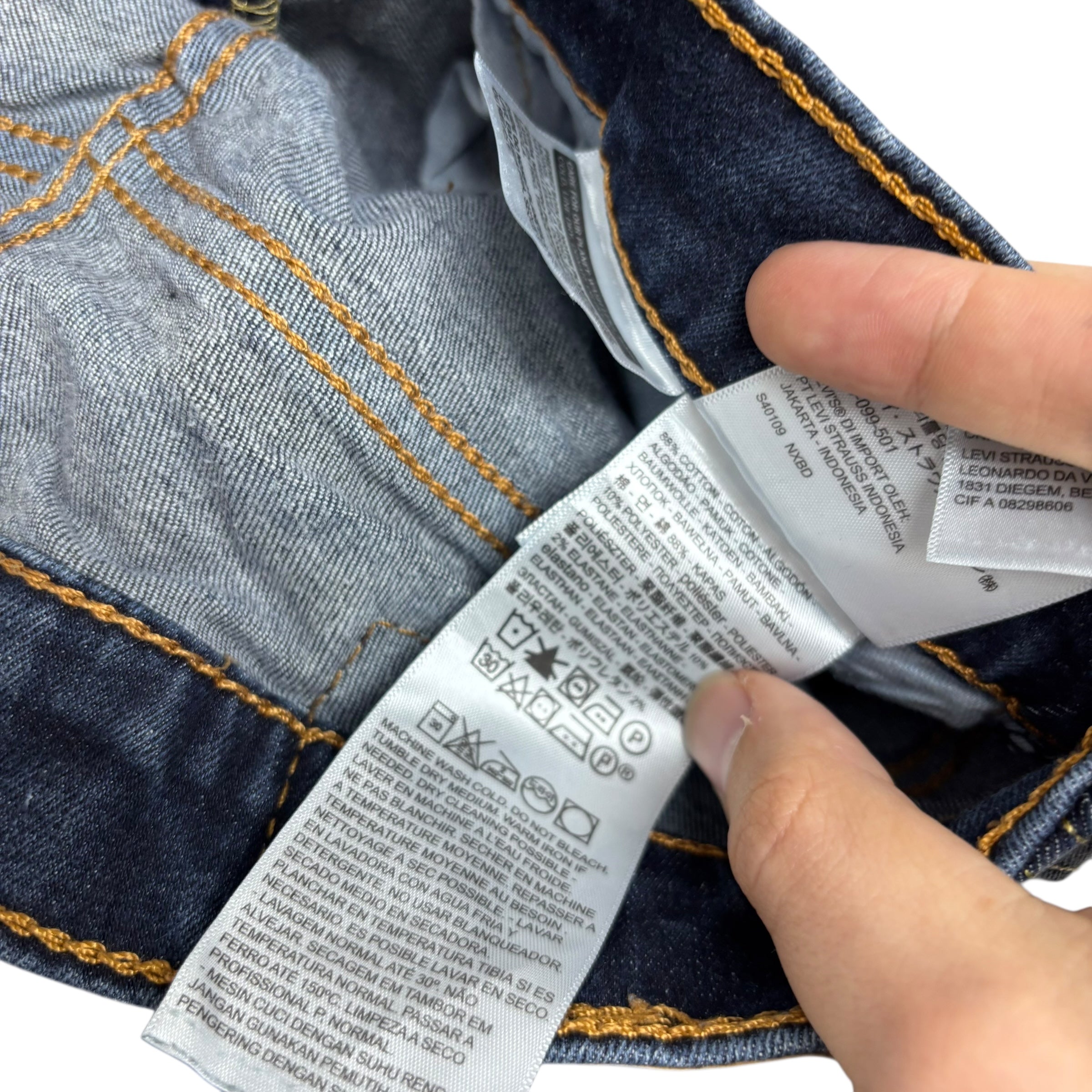 Levis 511 Jeans W29 L32 Mens Dark Blue Slim Fit Stretch Denim (E)