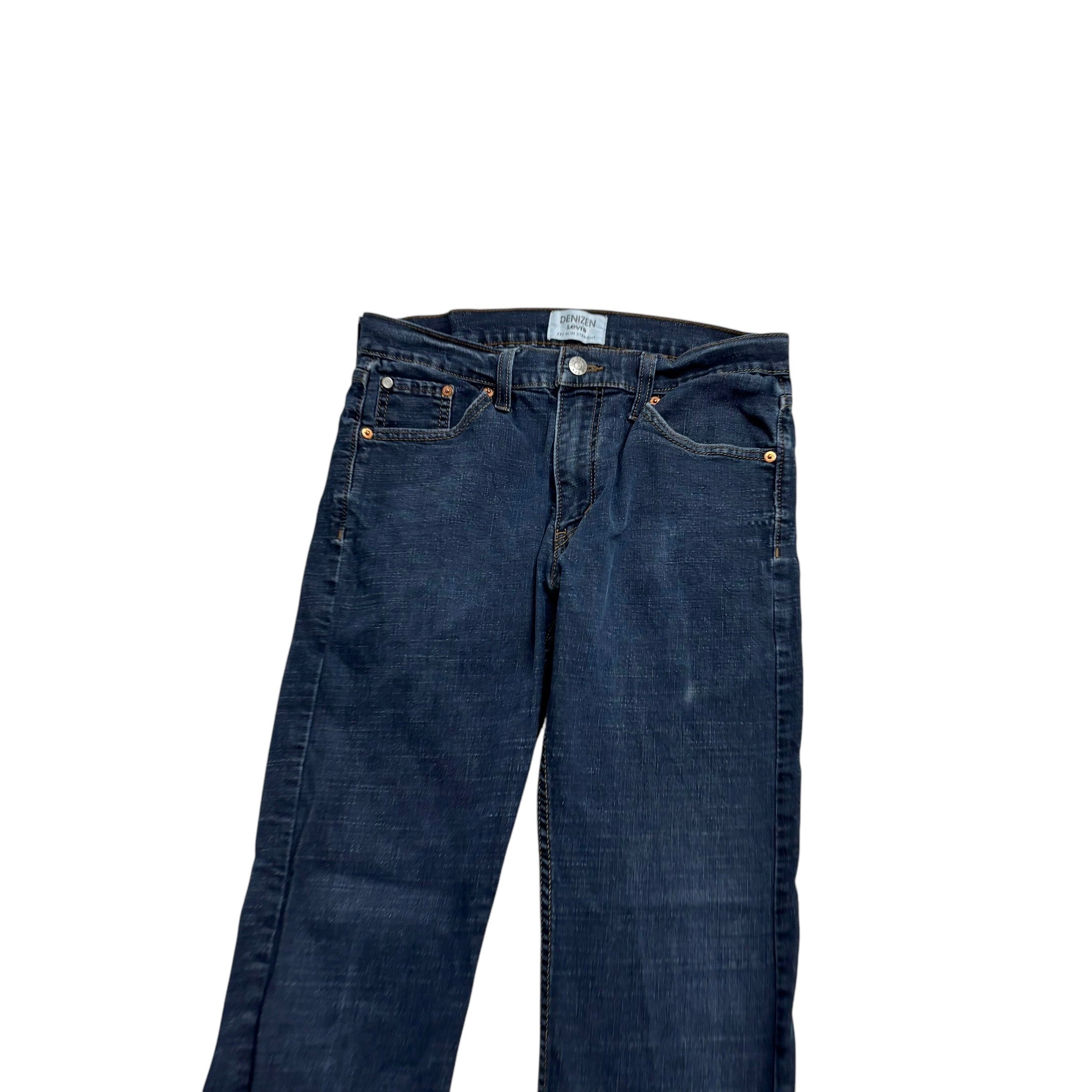 Levis Denizen Jeans W30 L32 Mens Dark Blue Slim Straight Fit Stretch Denim