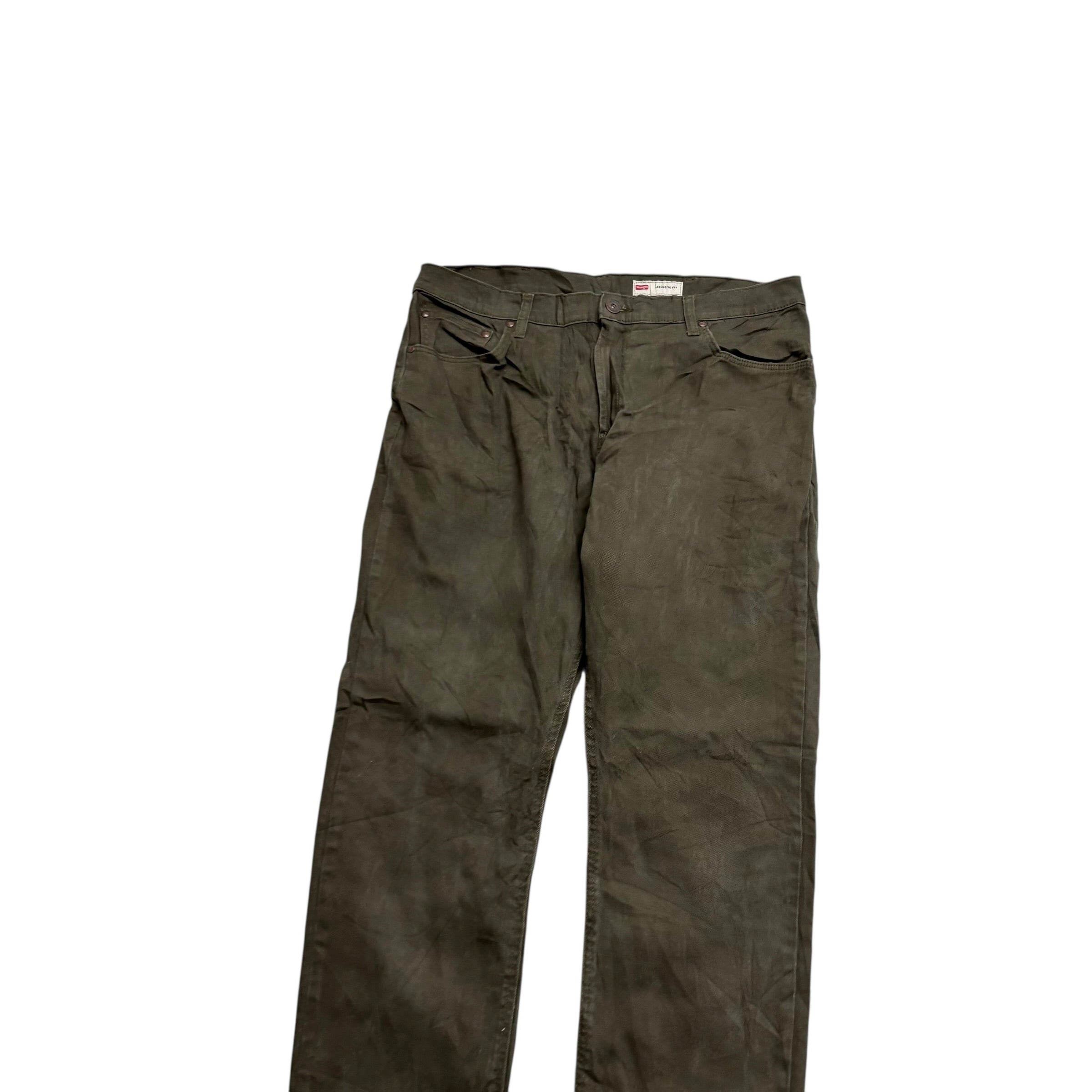 Wrangler Jeans W36 L32 Mens Green Athletic Straight Fit Stretch Denim (E)