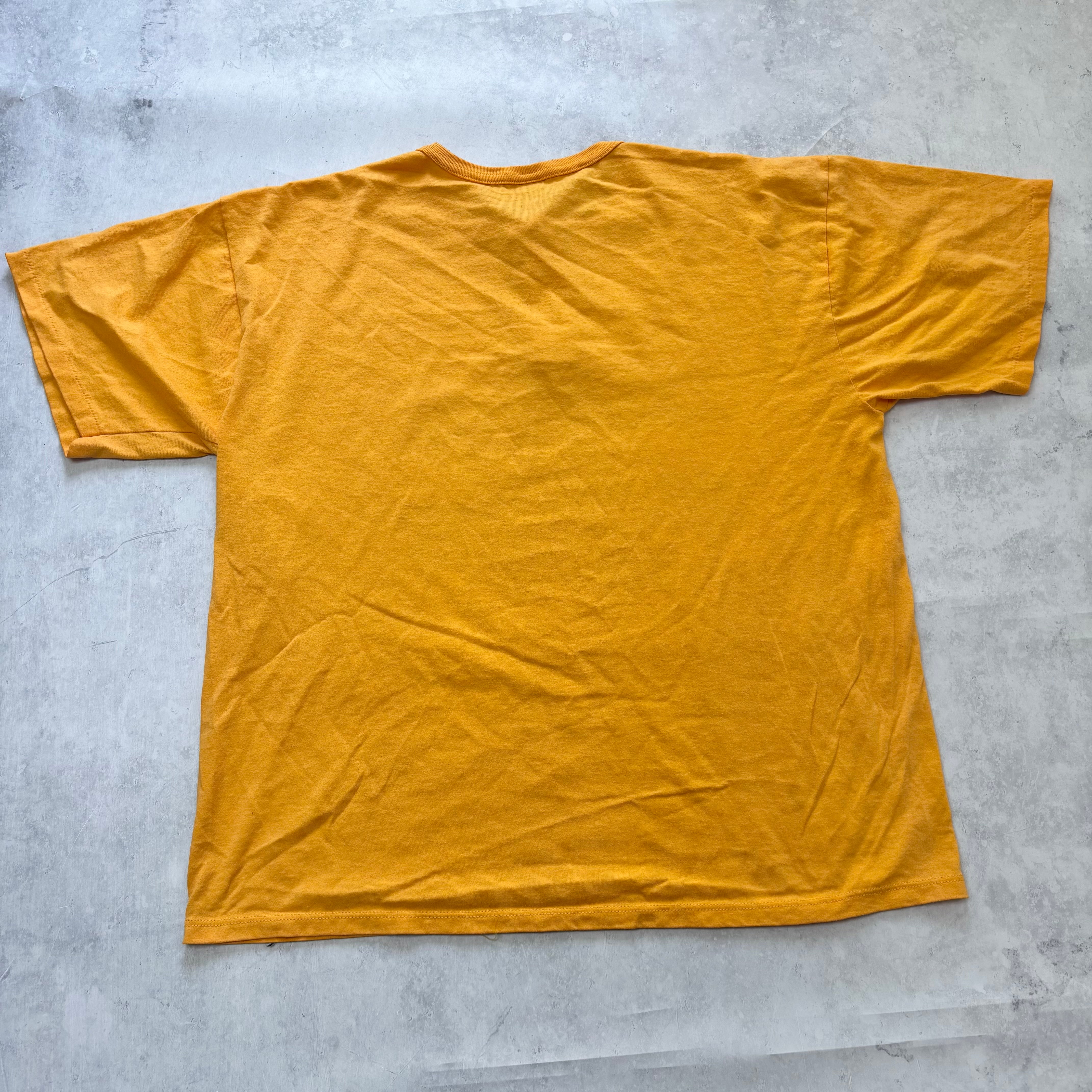 Vintage T Shirt Mens XXL Yellow Single Stitch Graphic Print 90s Funny (E)