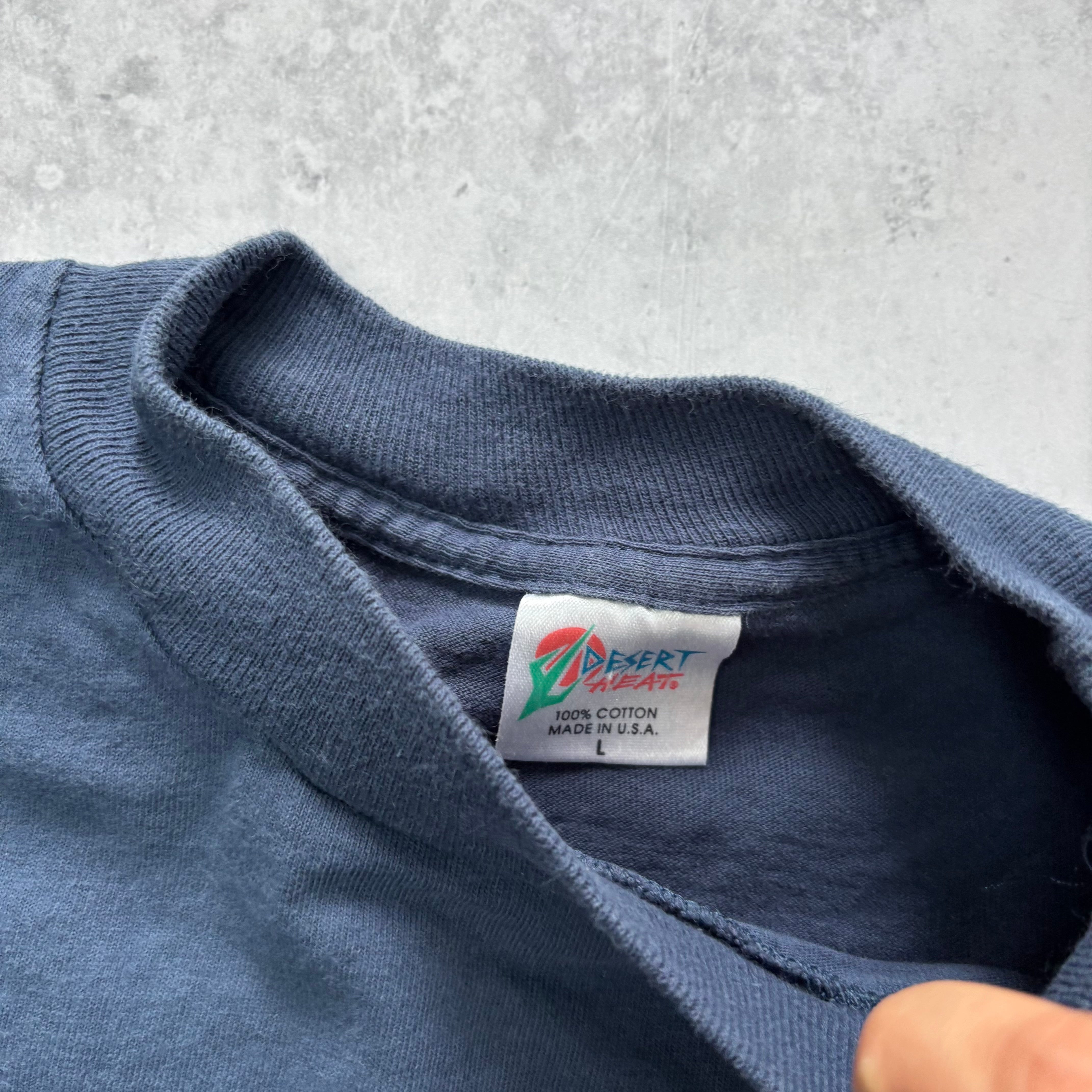 Vintage T Shirt Mens Large Navy Blue Single Stitch Graphic Print 90s Tourist (E)