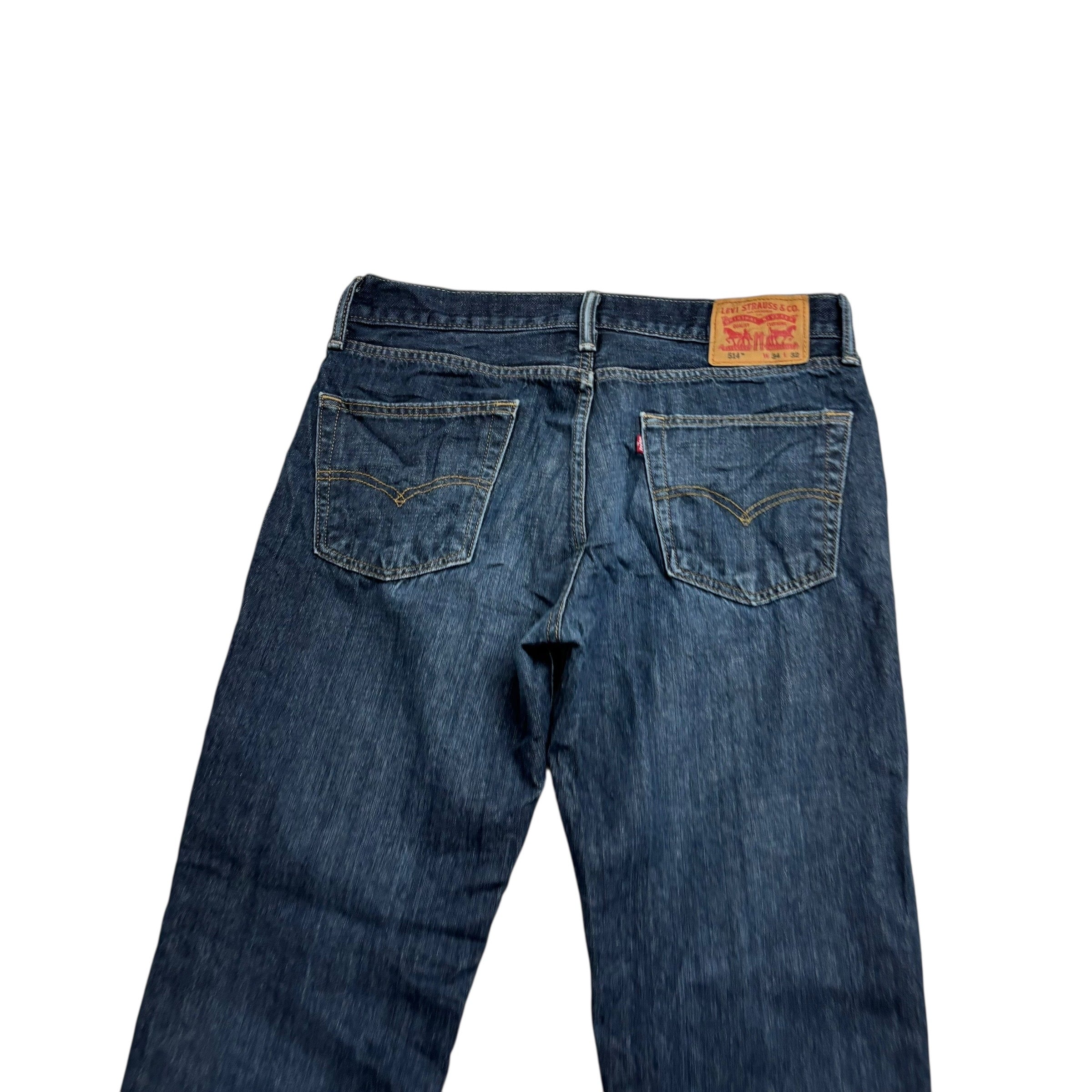 Levis 514 Jeans W34 L32 Mens Dark Blue Regular Straight Fit Denim