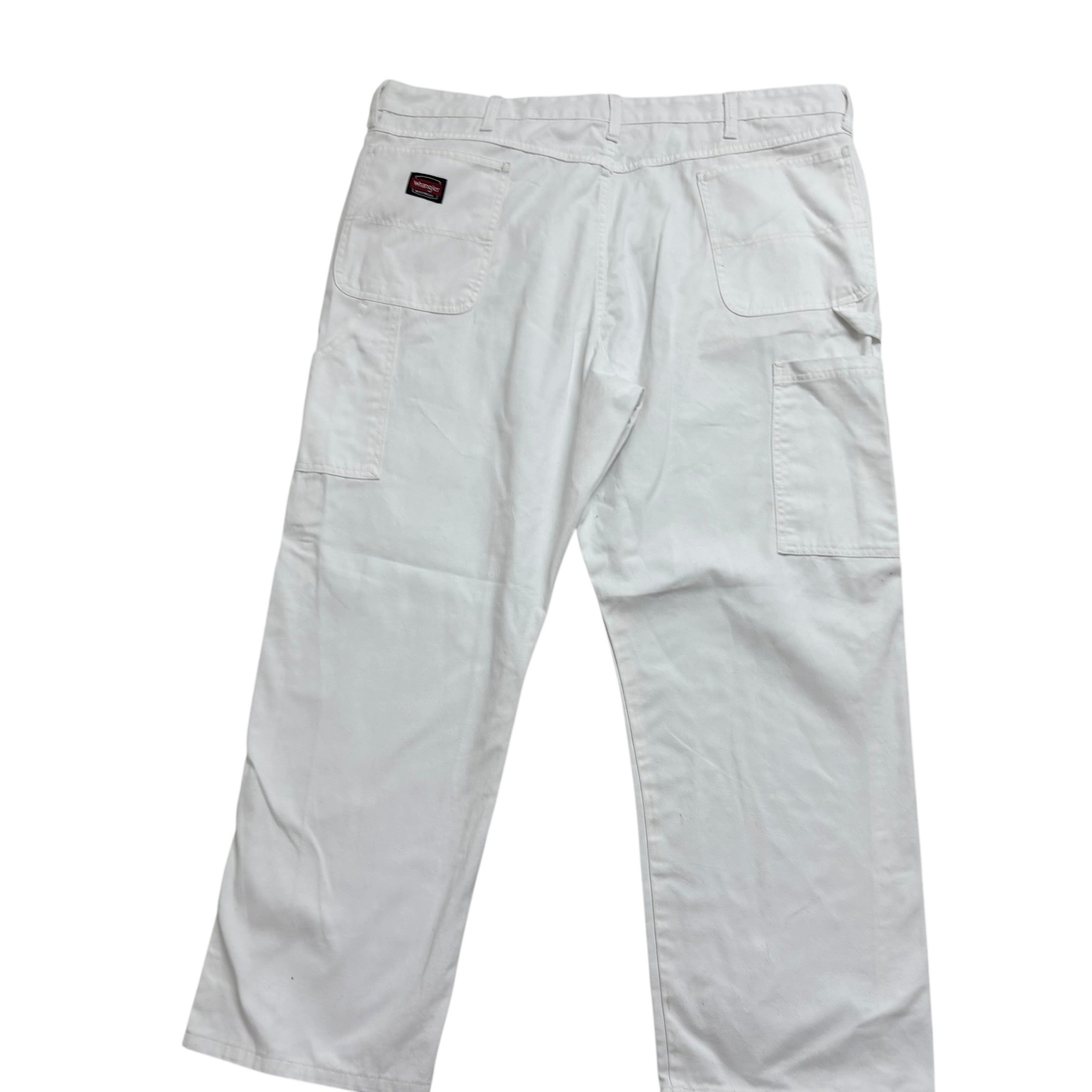 Wrangler Carpenter Pants W44 L30 Mens White Relaxed Straight Fit Trousers