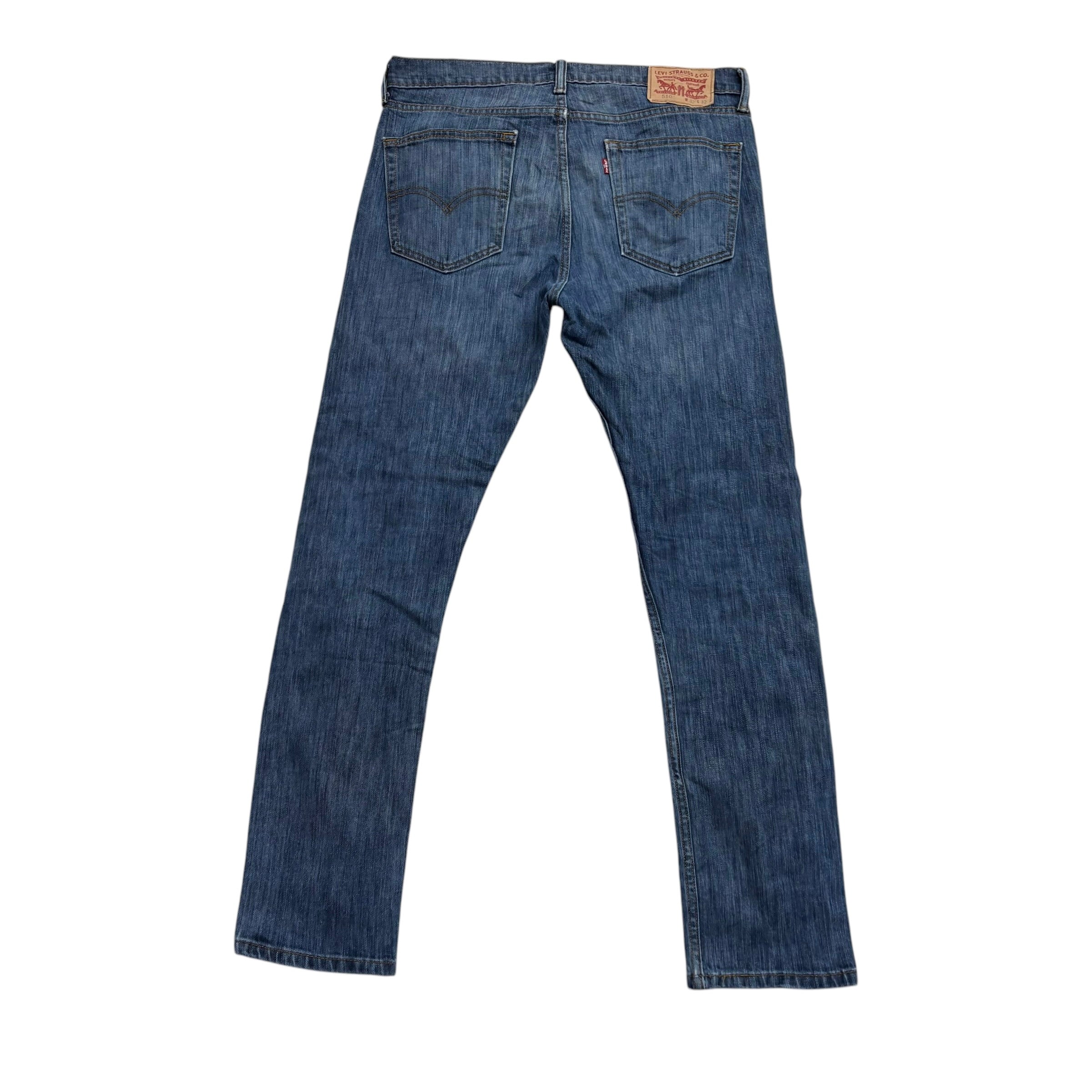 Levis 510 Jeans W34 L32 Mens Mid Blue Skinny Fit Stretch Denim (E)