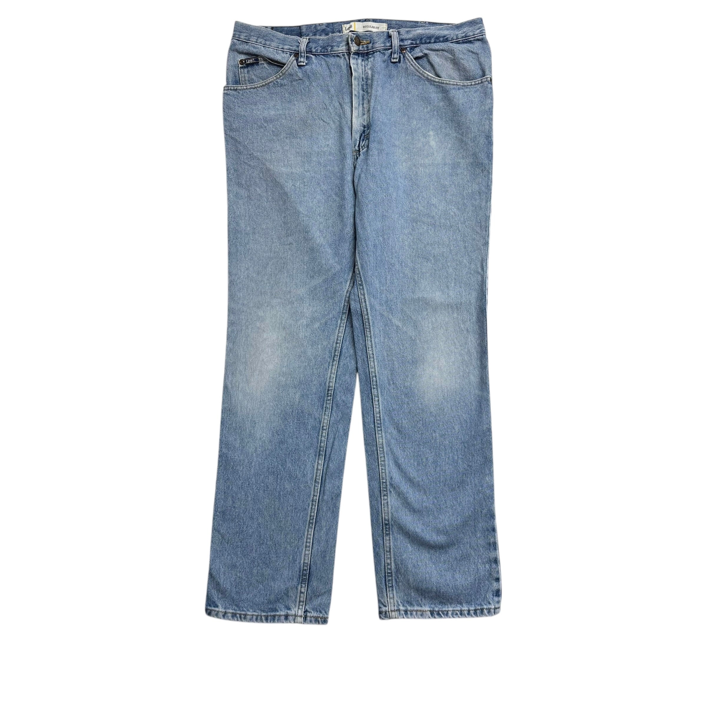 Lee Jeans W38 L32 Mens Regular Straight Fit Light Blue Vintage Denim (E)