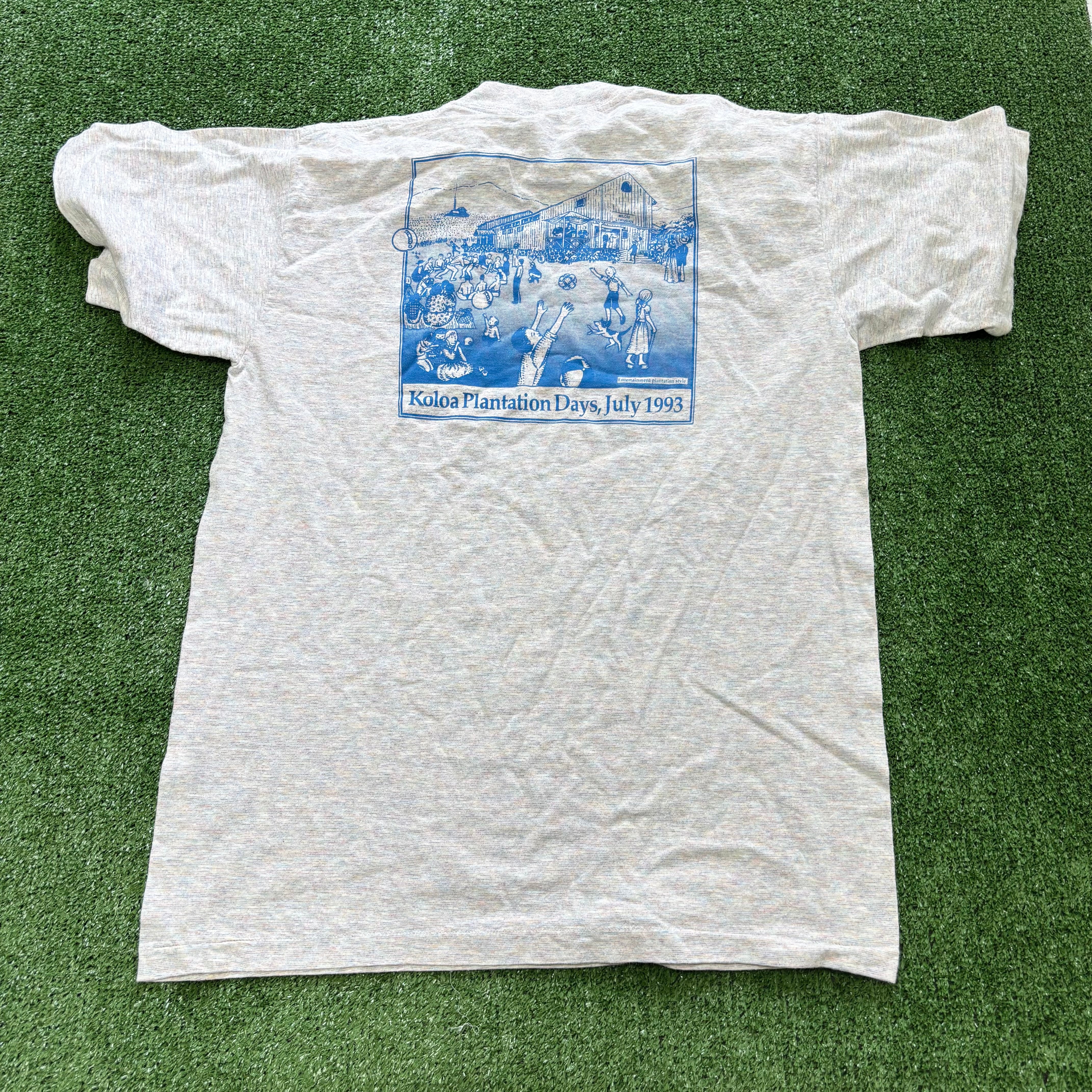 Vintage T Shirt Mens Large Grey Single Stitch Graphic Print 90s Hawaii (E)