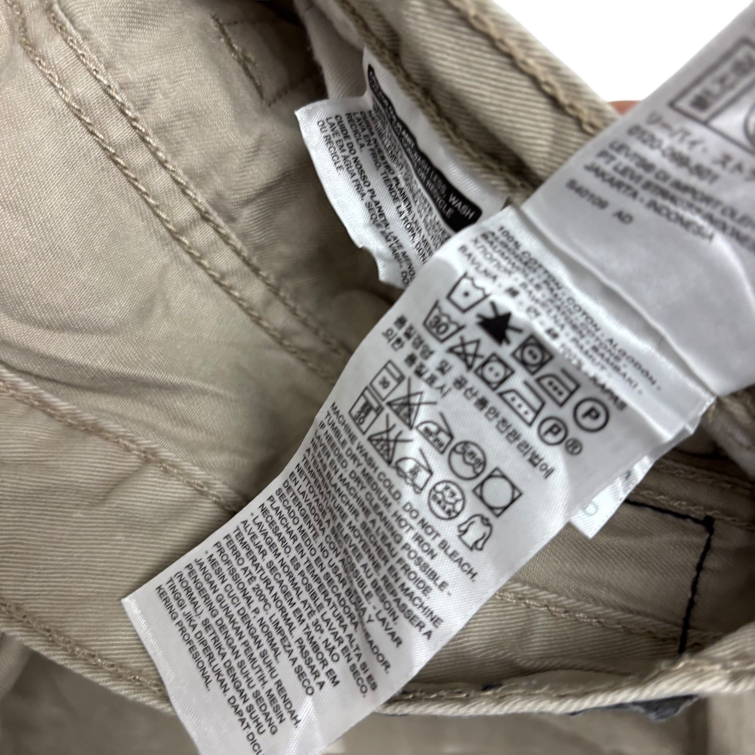 Levis 514 Trousers W36 L30 Mens Cream Regular Straight Fit Cotton Pants (E)