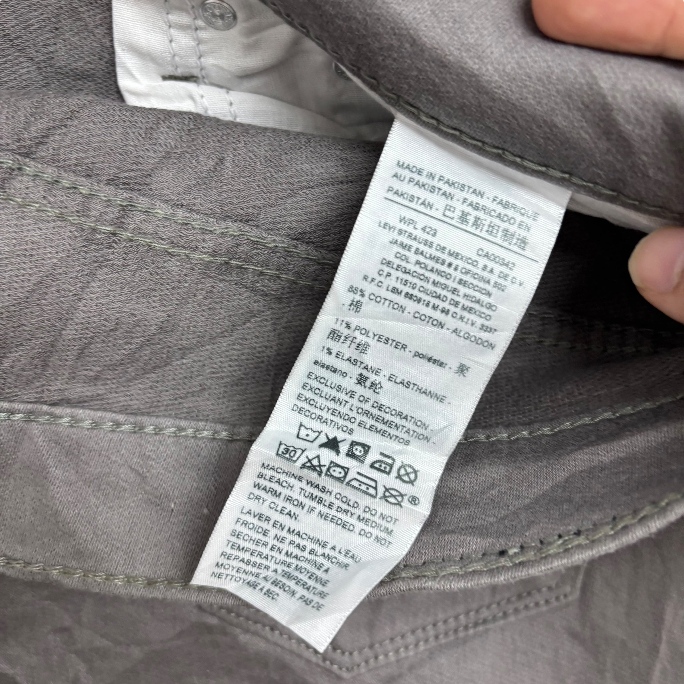 Levis Denizen Jeans W34 L30 Mens Grey Skinny Fit Stretch Denim (E)