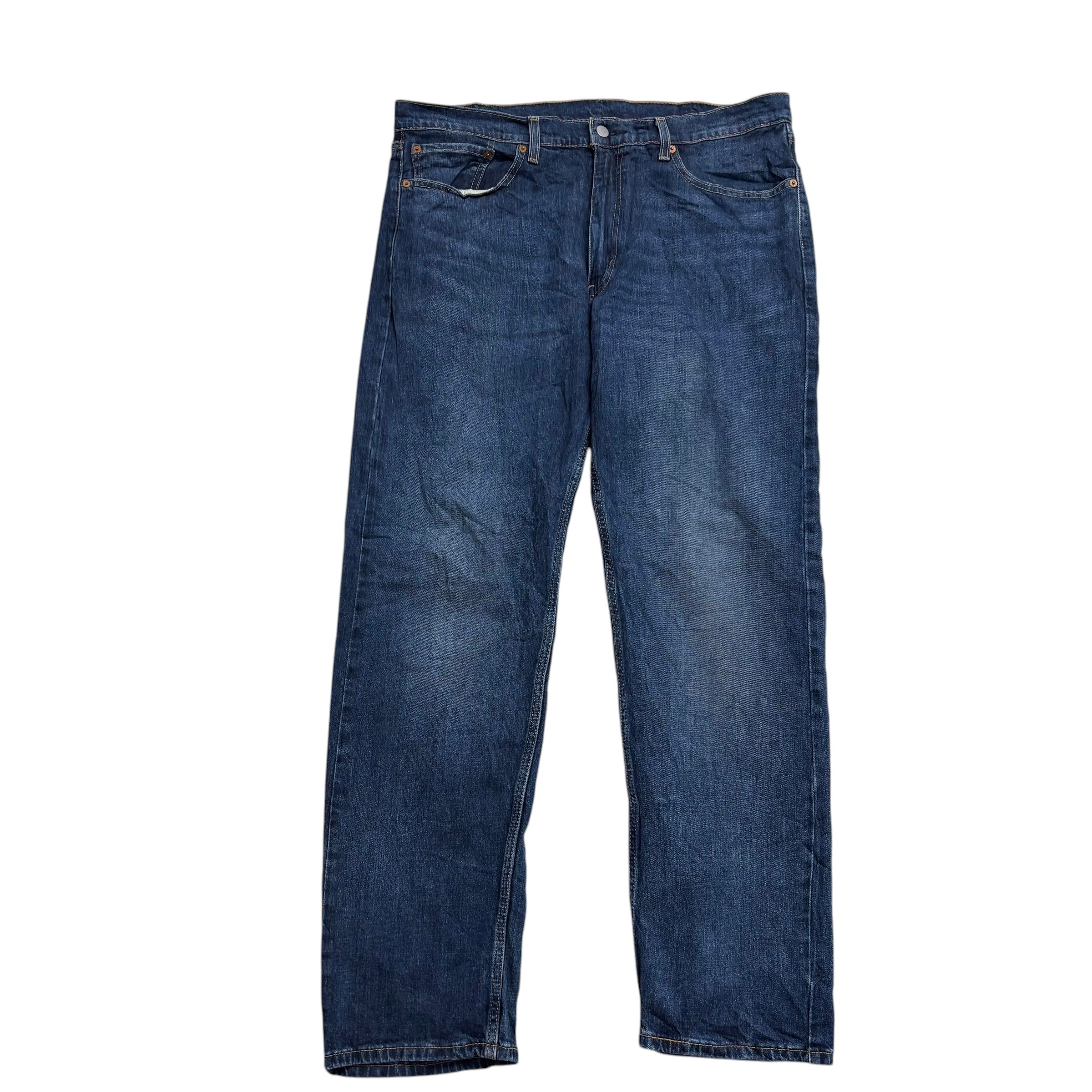 Levis 505 Jeans W38 L32 Mens Dark Blue Regular Straight Fit Stretch Denim (E)