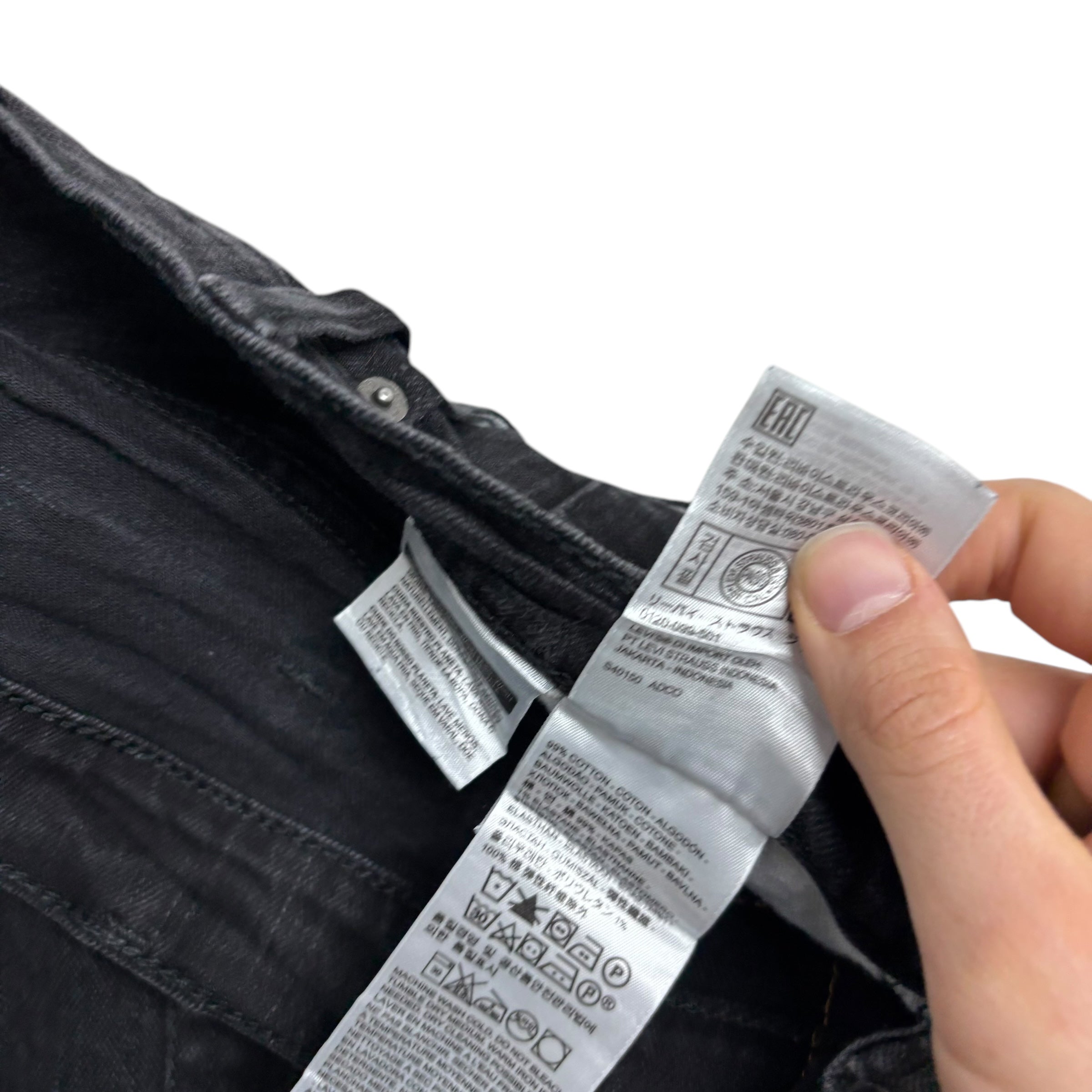 Levis 569 Jeans W44 L30 Mens Black Relaxed Straight Fit Stretch Denim