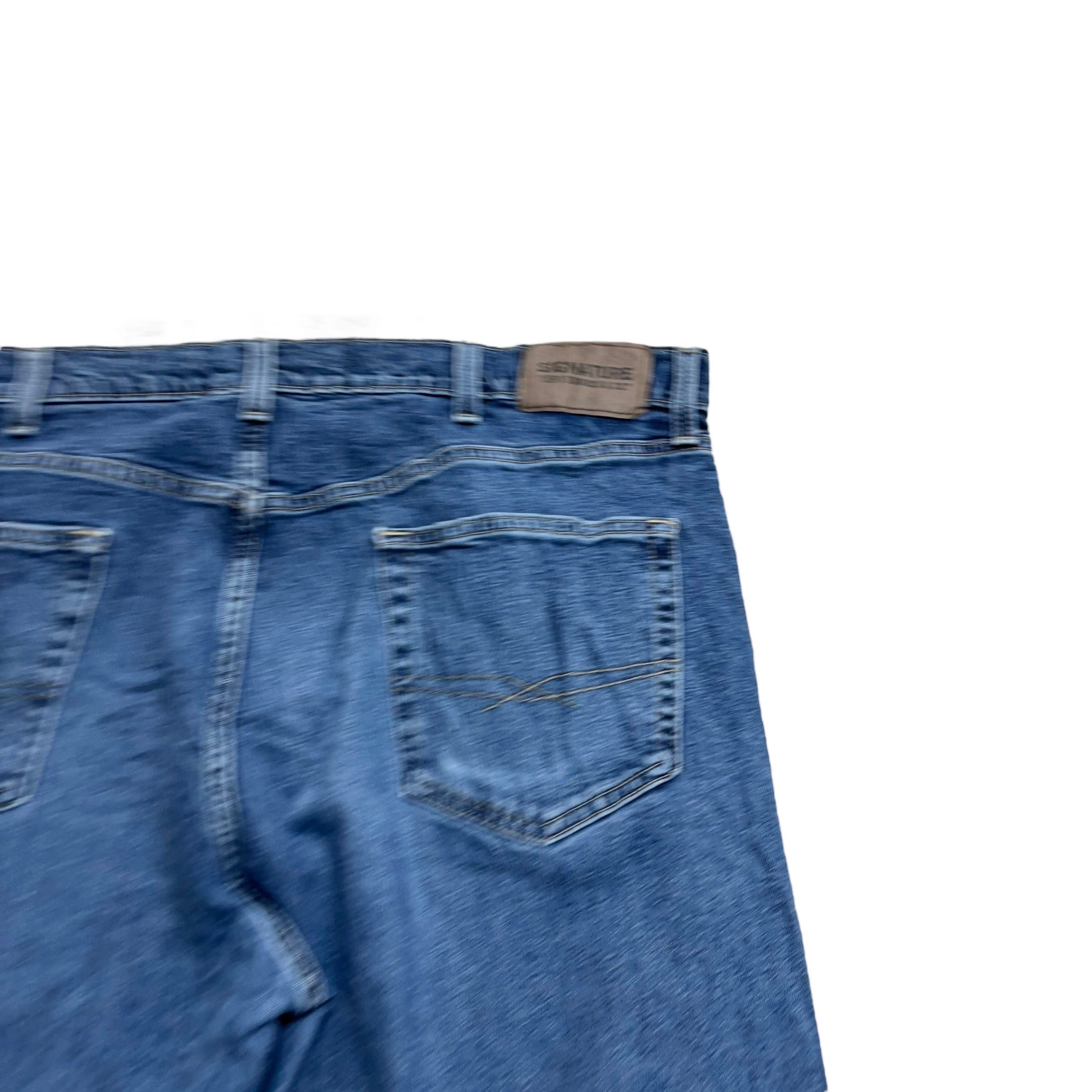 Levis Signature Jeans W40 L30 Mens Mid Blue Relaxed Straight Stretch Denim (E)