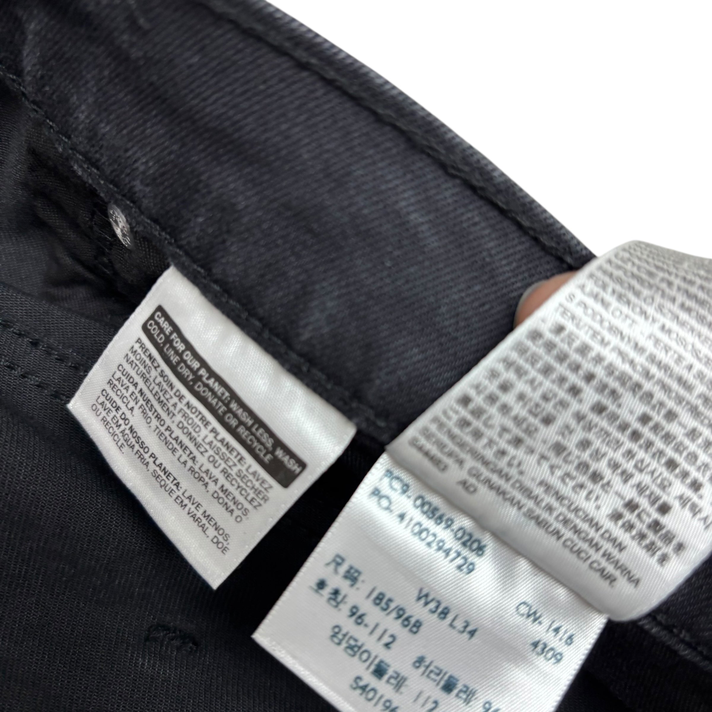 Levis 569 Jeans W38 L34 Mens Black Baggy Relaxed Straight Fit Stretch Denim (E)