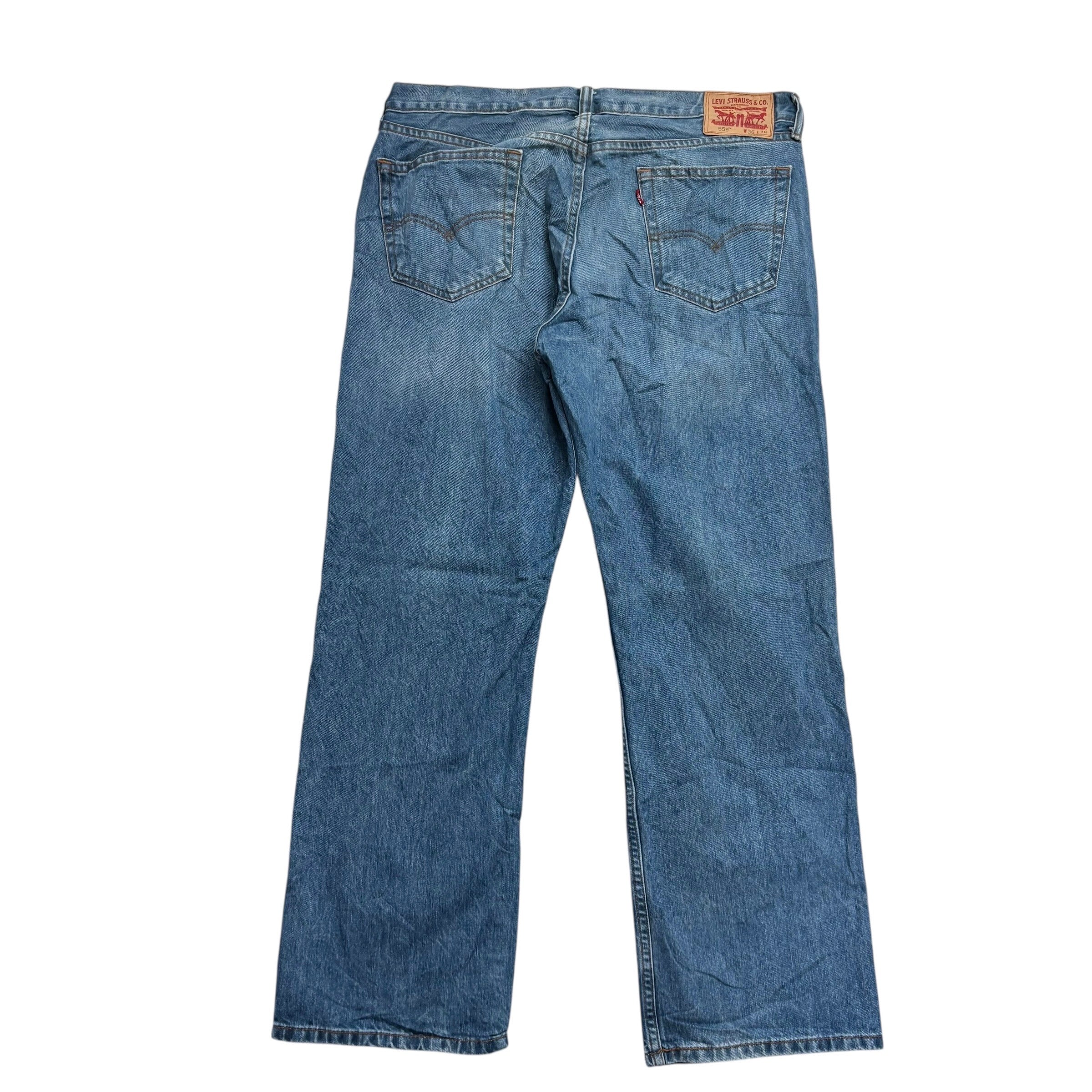 Levis 559 Jeans W36 L30 Mens Mid Blue Baggy Relaxed Straight Fit Denim (E)