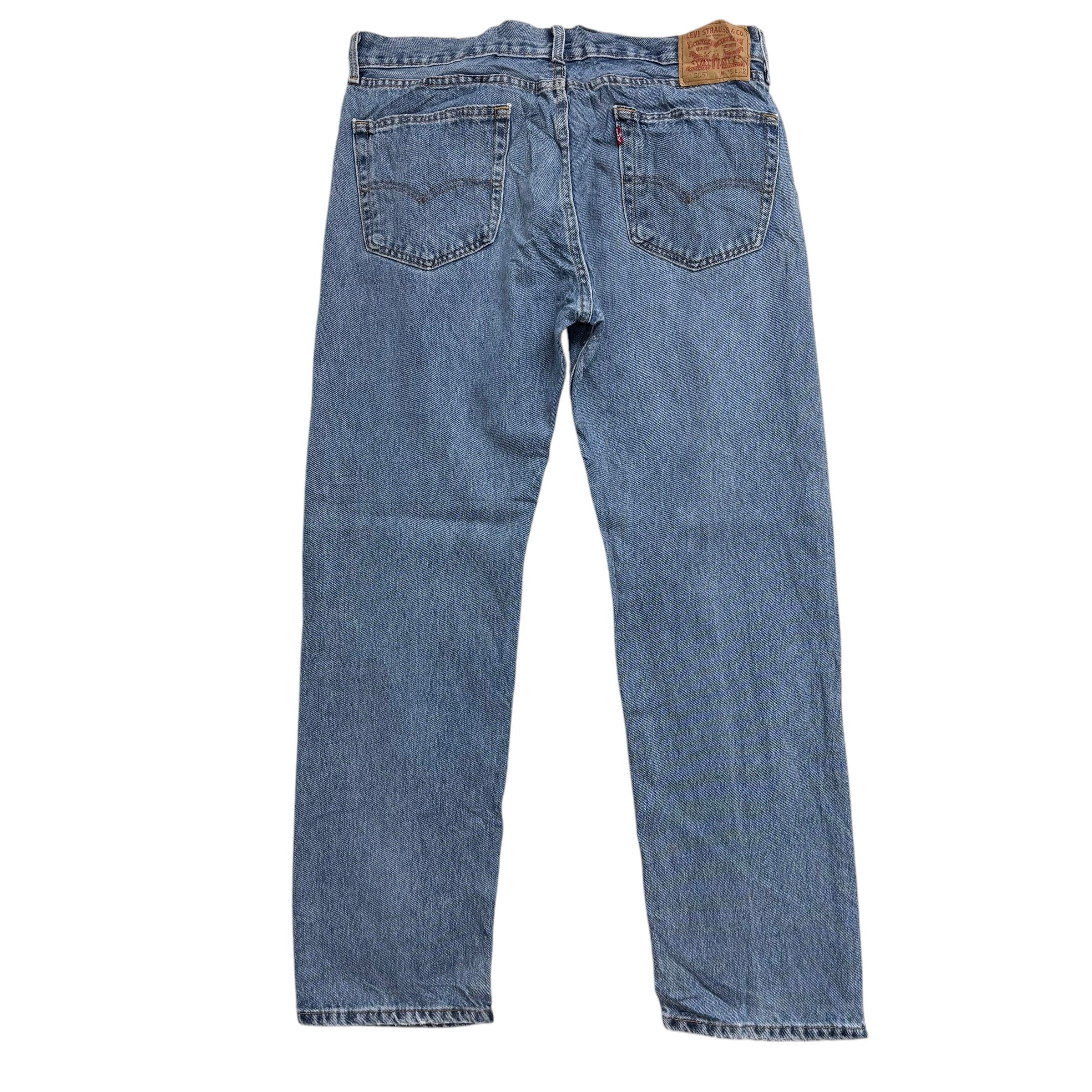 Levis 505 Jeans W36 L32 Mens Light Blue Regular Straight Fit Denim (E)