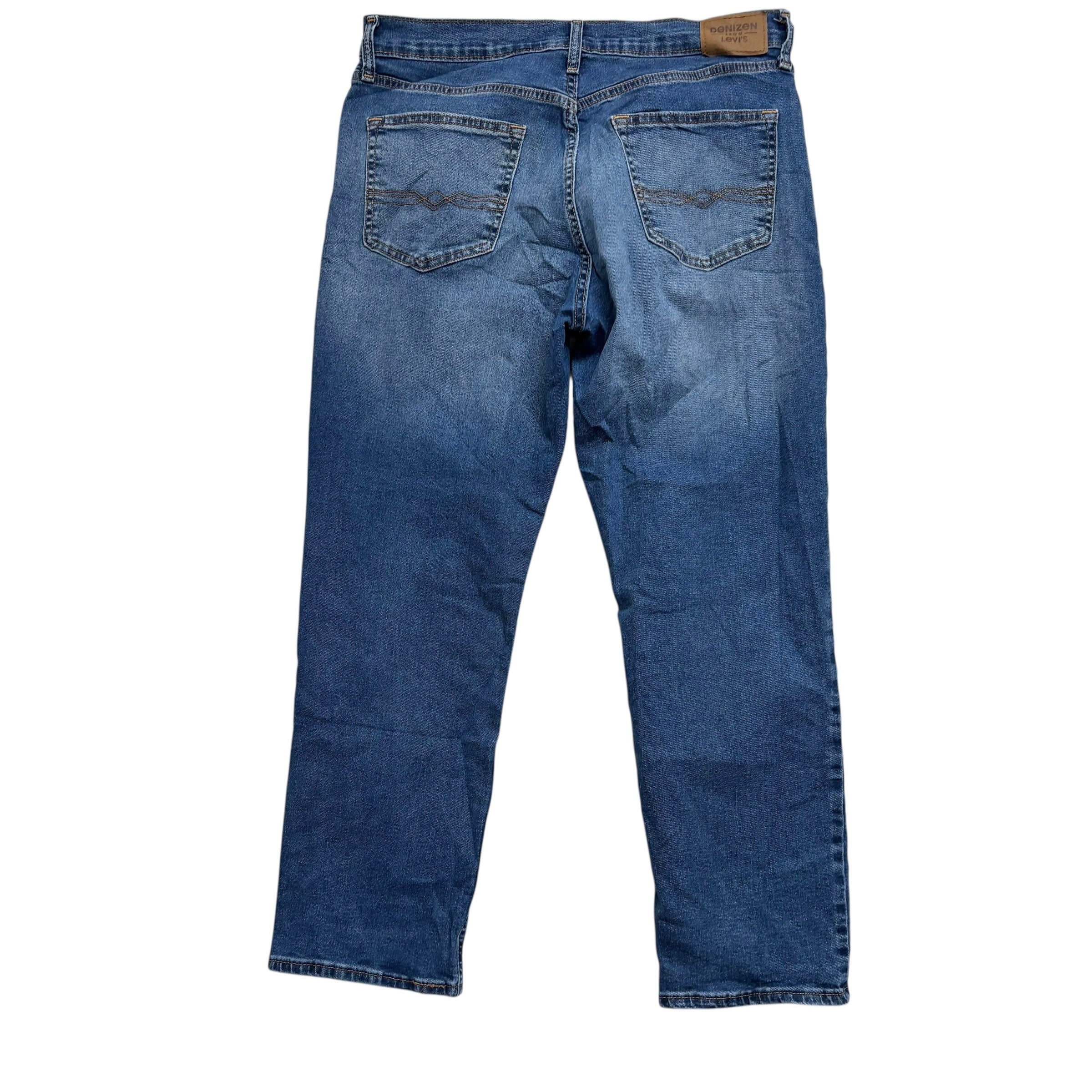 Levis Denizen Jeans W34 L30 Mens Mid Blue Athletic Tapered Stretch Denim (E)