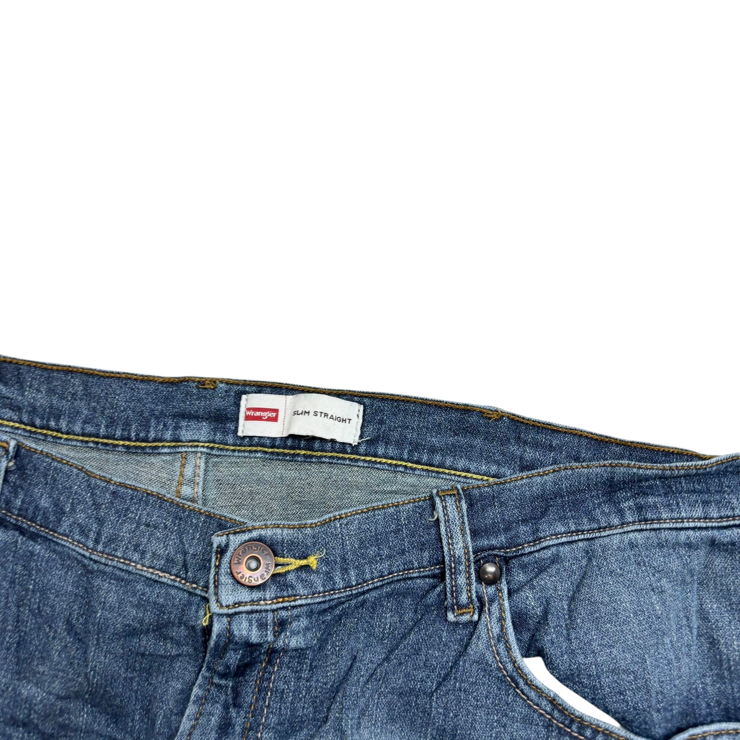 Wrangler Jeans W40 L30 Mens Dark Blue Slim Straight Fit Stretch Denim (E)