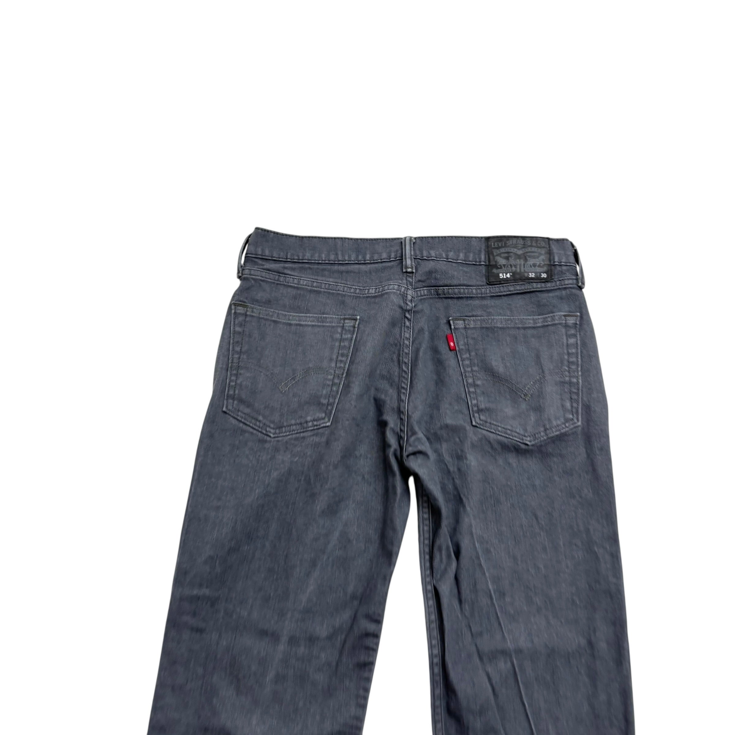 Levis 514 Jeans W32 L30 Mens Grey Regular Straight Fit Stretch Denim (E)