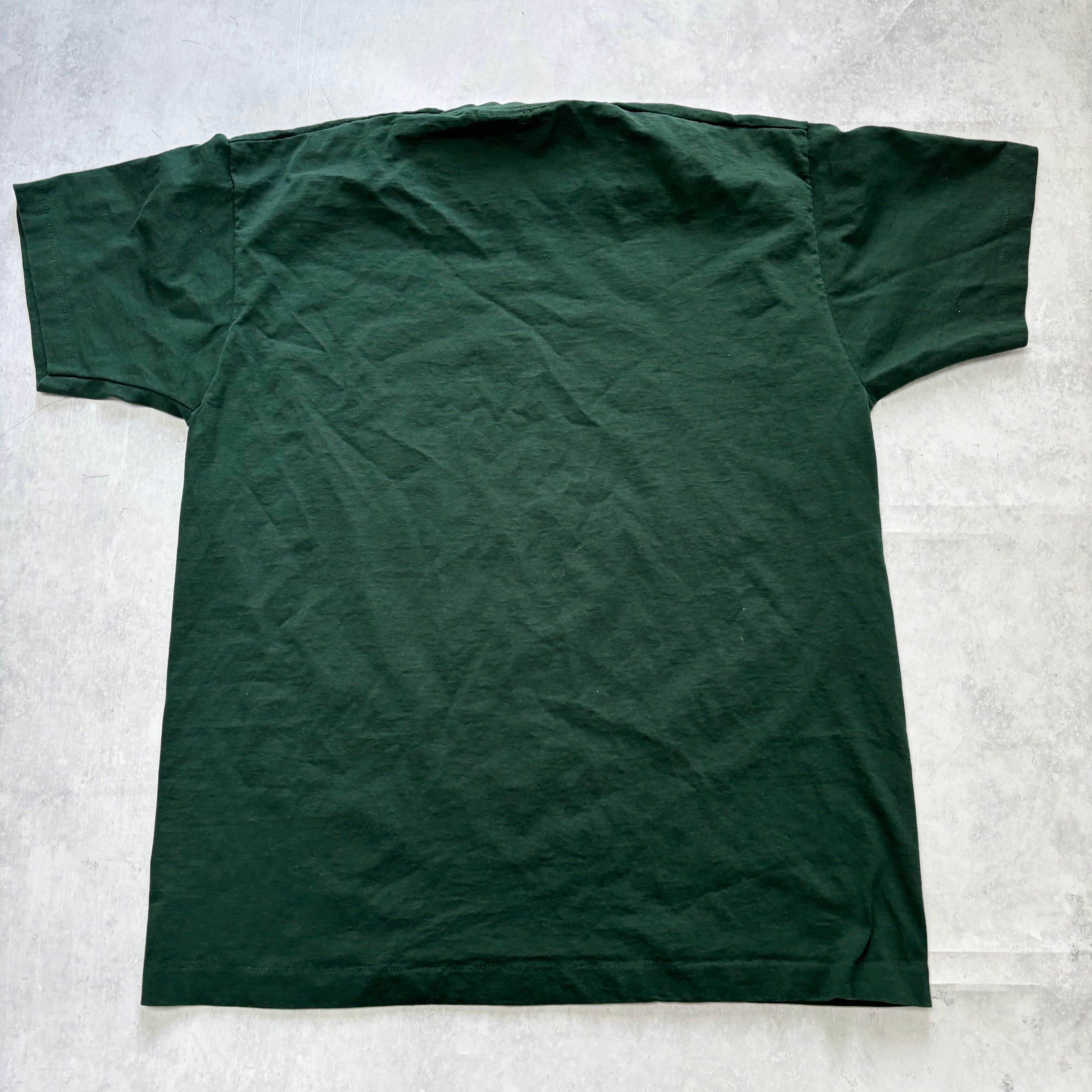 Vintage T Shirt Mens Large Green Single Stitch Graphic Print 90s USA (E)