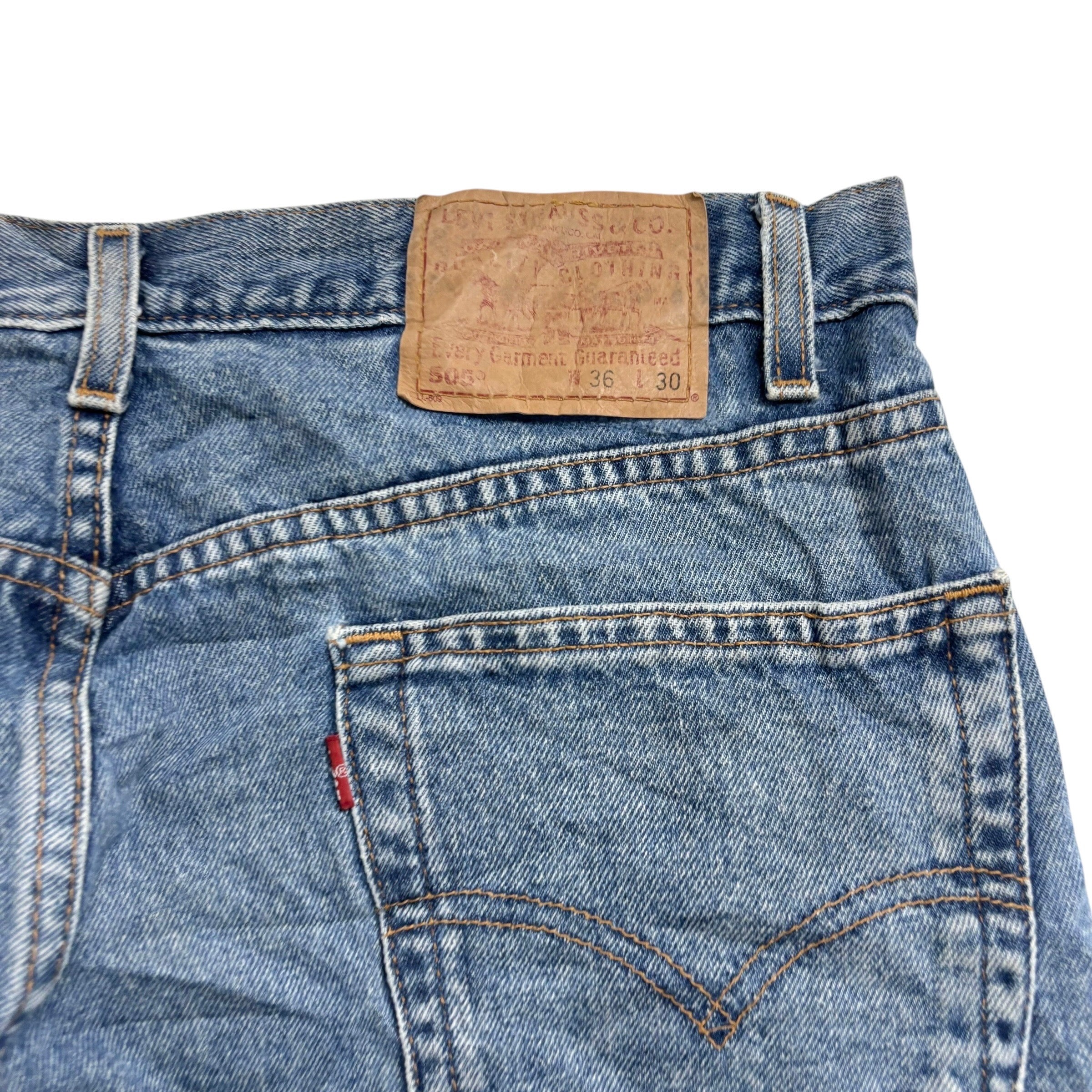 Levis 505 Jeans W36 L30 Mens Light Blue Regular Straight Fit Vintage Denim