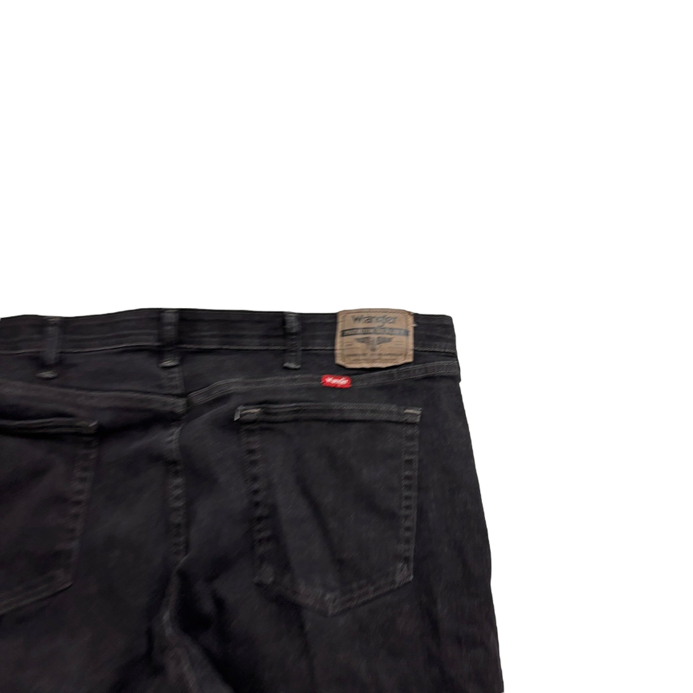 Wrangler Jeans W38 L30 Mens Black Relaxed Straight Fit Stretch Denim (E)