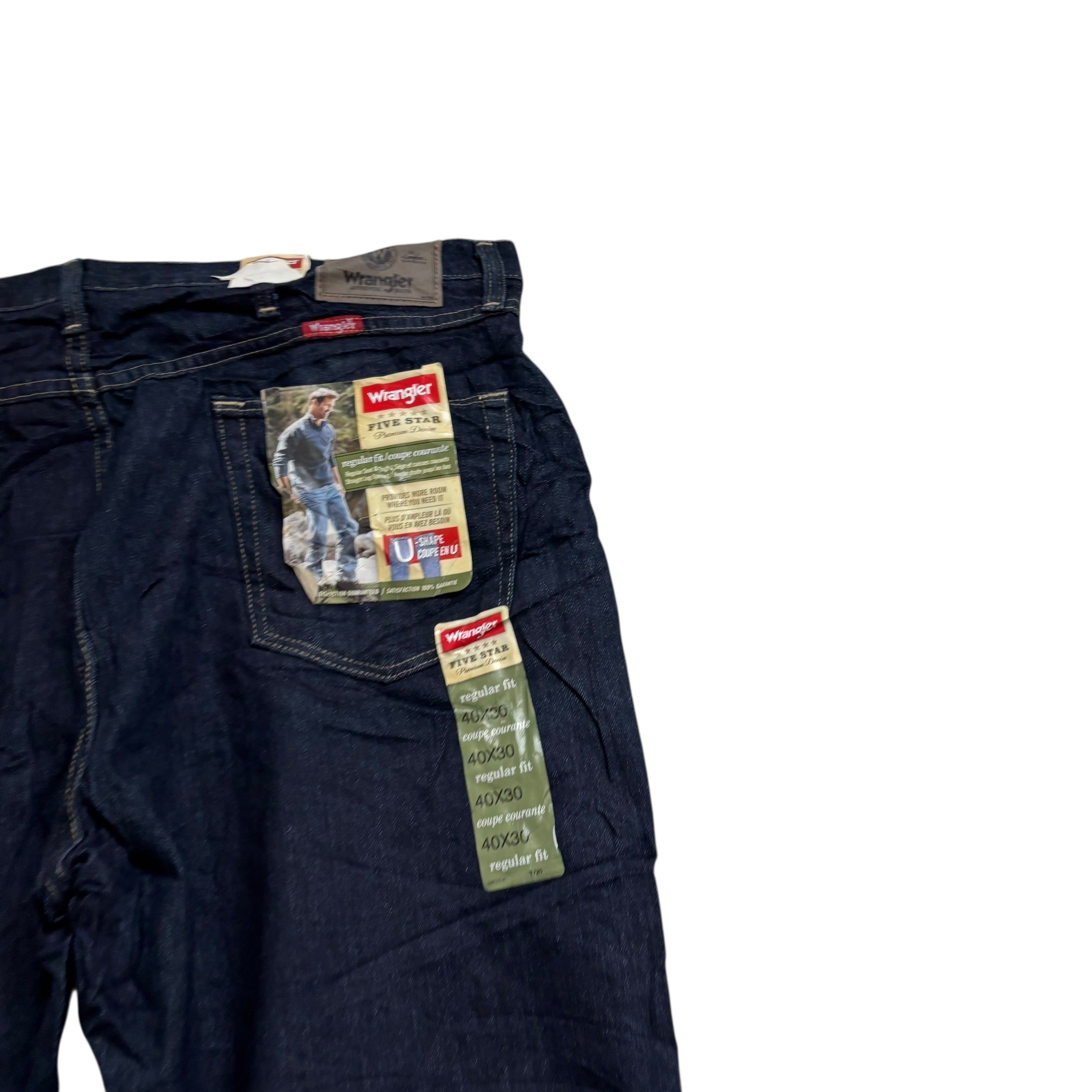 Wrangler Jeans W40 L30 Mens Dark Blue Regular Straight Fit Denim (E)