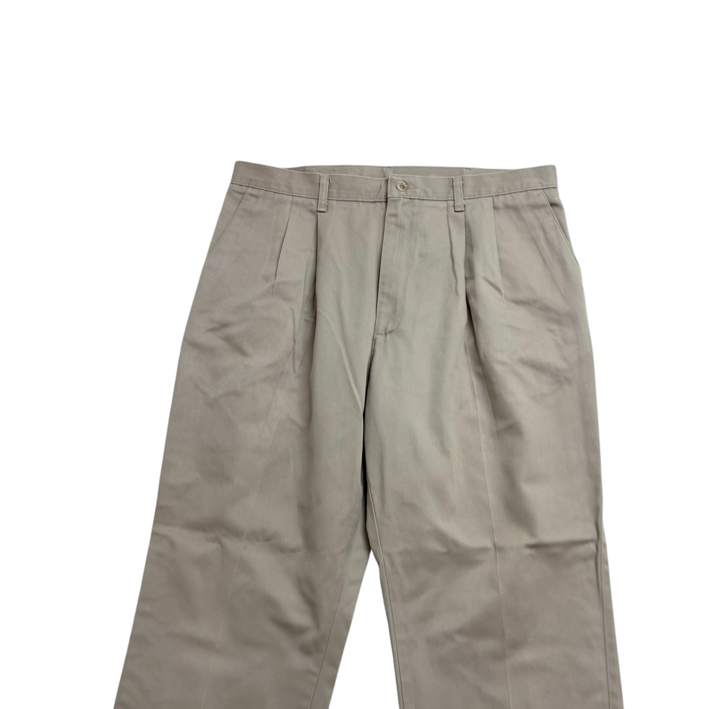 Wrangler Pleated Trousers W38 L30 Mens Beige Relaxed Straight Fit Pants (E)