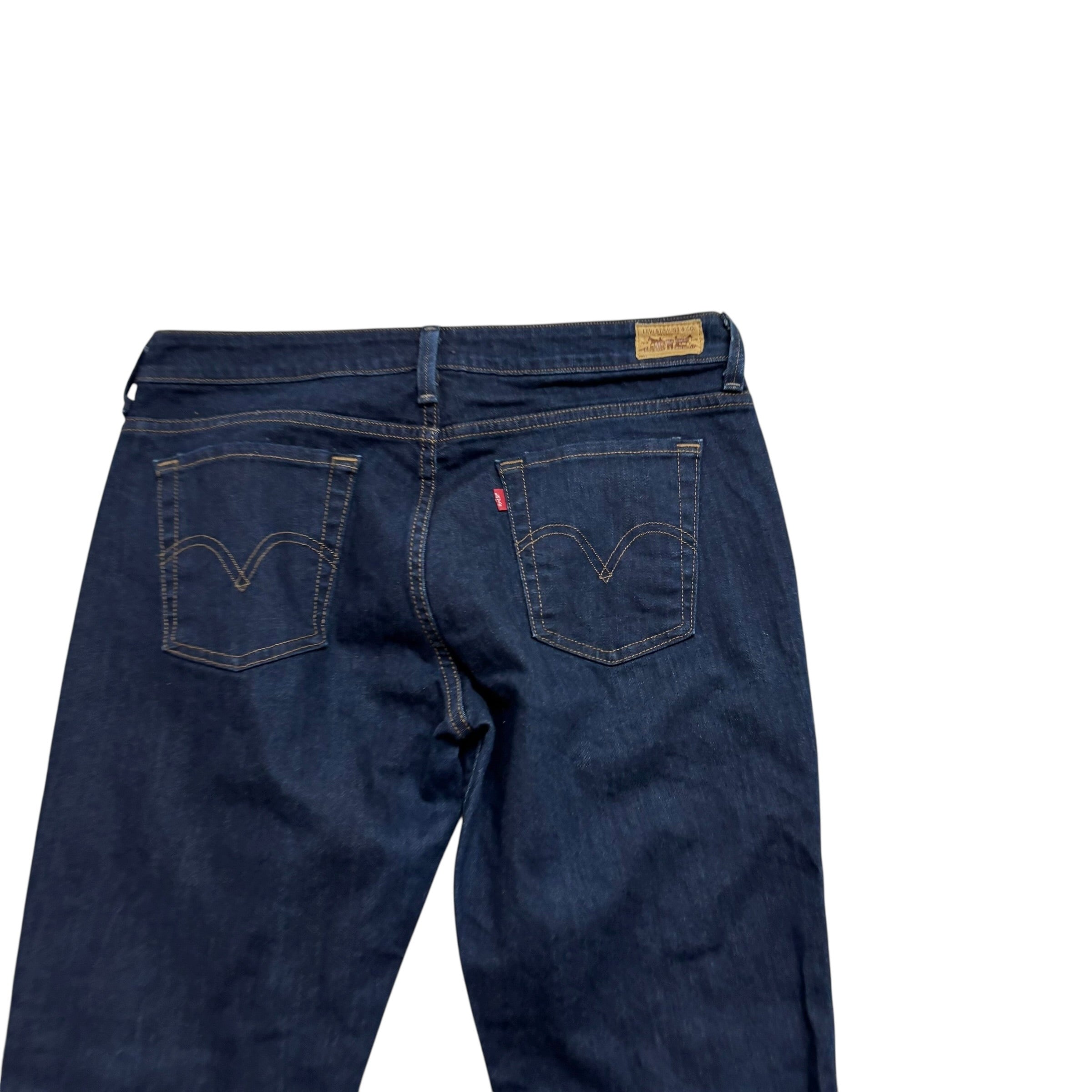 Levis 545 Jeans W34 L34 Womens Low Rise Bootcut Dark Blue Stretch Denim (E)