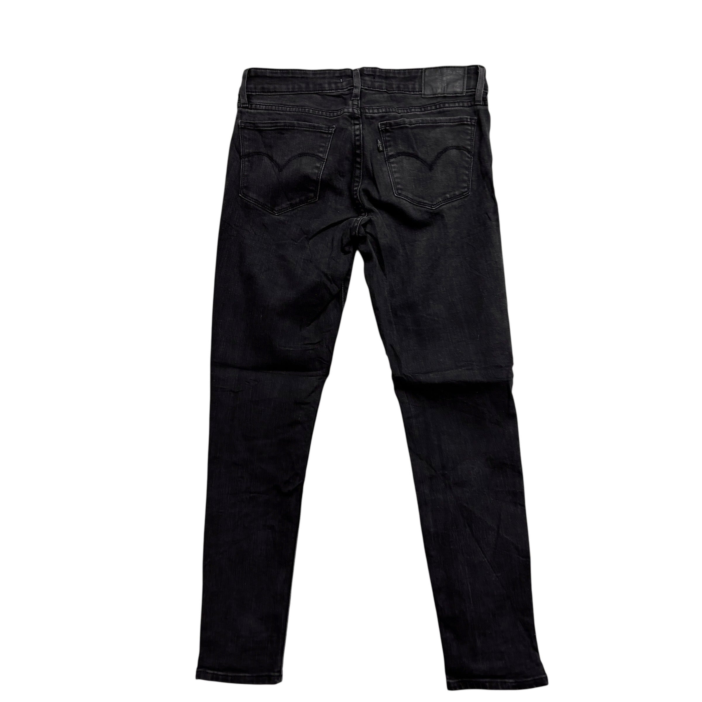 Levis 711 Jeans W27 L26 Womens Skinny Black Stretch Denim (E)