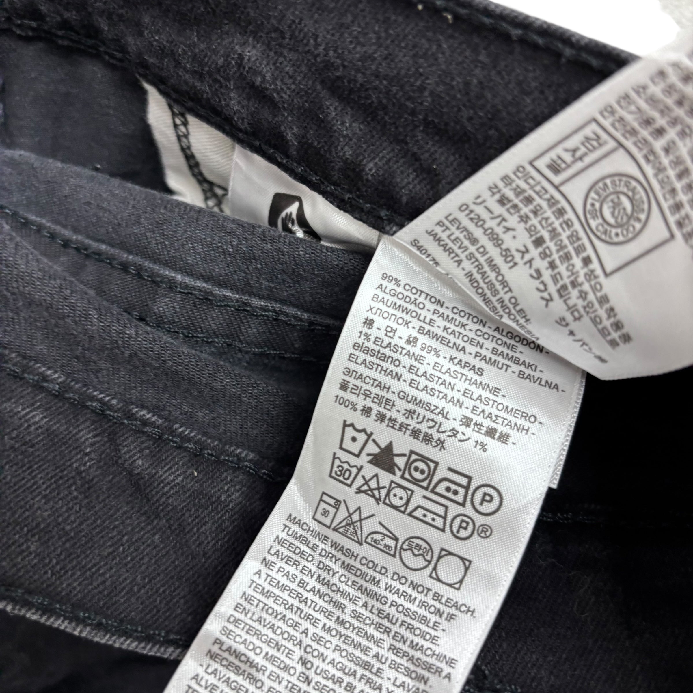 Levis 514 Jeans W35 L34 Mens Black Regular Straight Fit Stretch Denim (E)