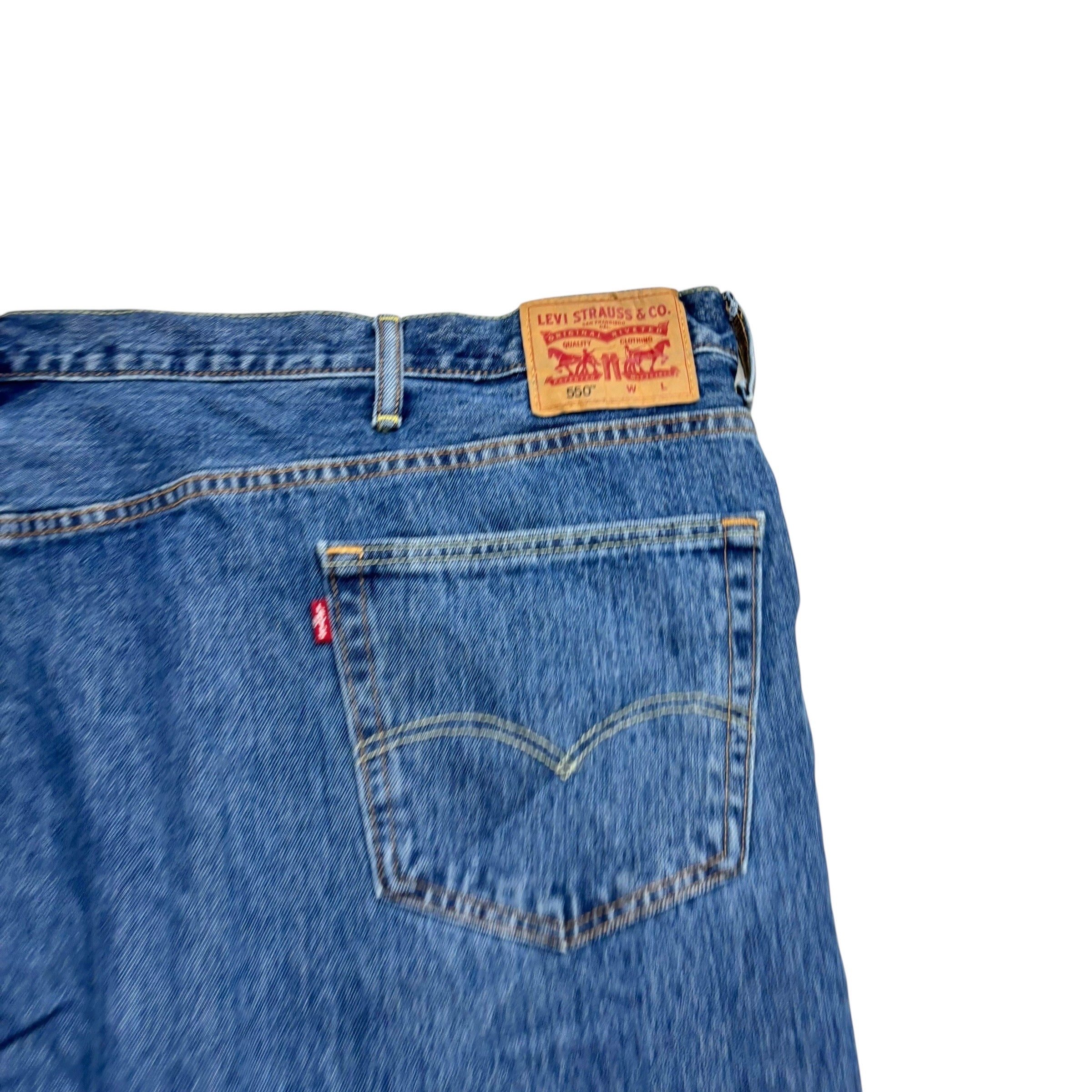Levis 550 Jeans W58 L30 Mens Mid Blue Baggy Relaxed Straight Fit Denim (E)