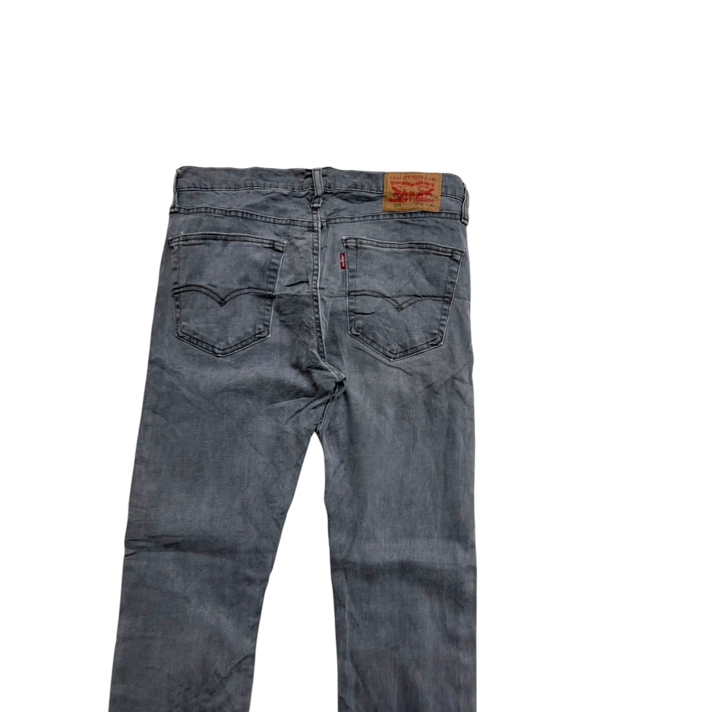 Levis 519 Jeans W31 L31 Mens Grey Regular Super Skinny Fit Stretch Denim