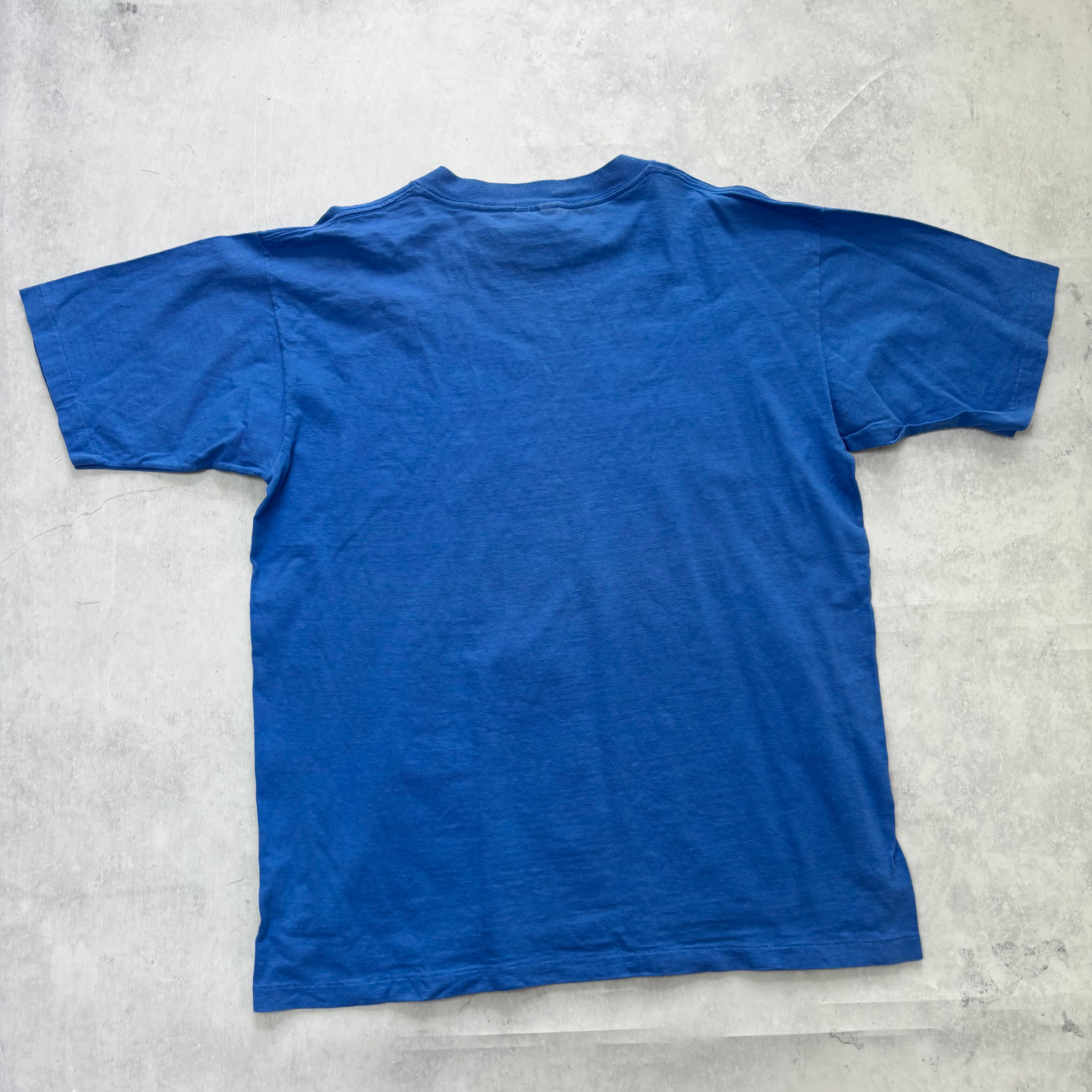 Vintage T Shirt Mens Large Blue Single Stitch Graphic Print 90s USA (E)
