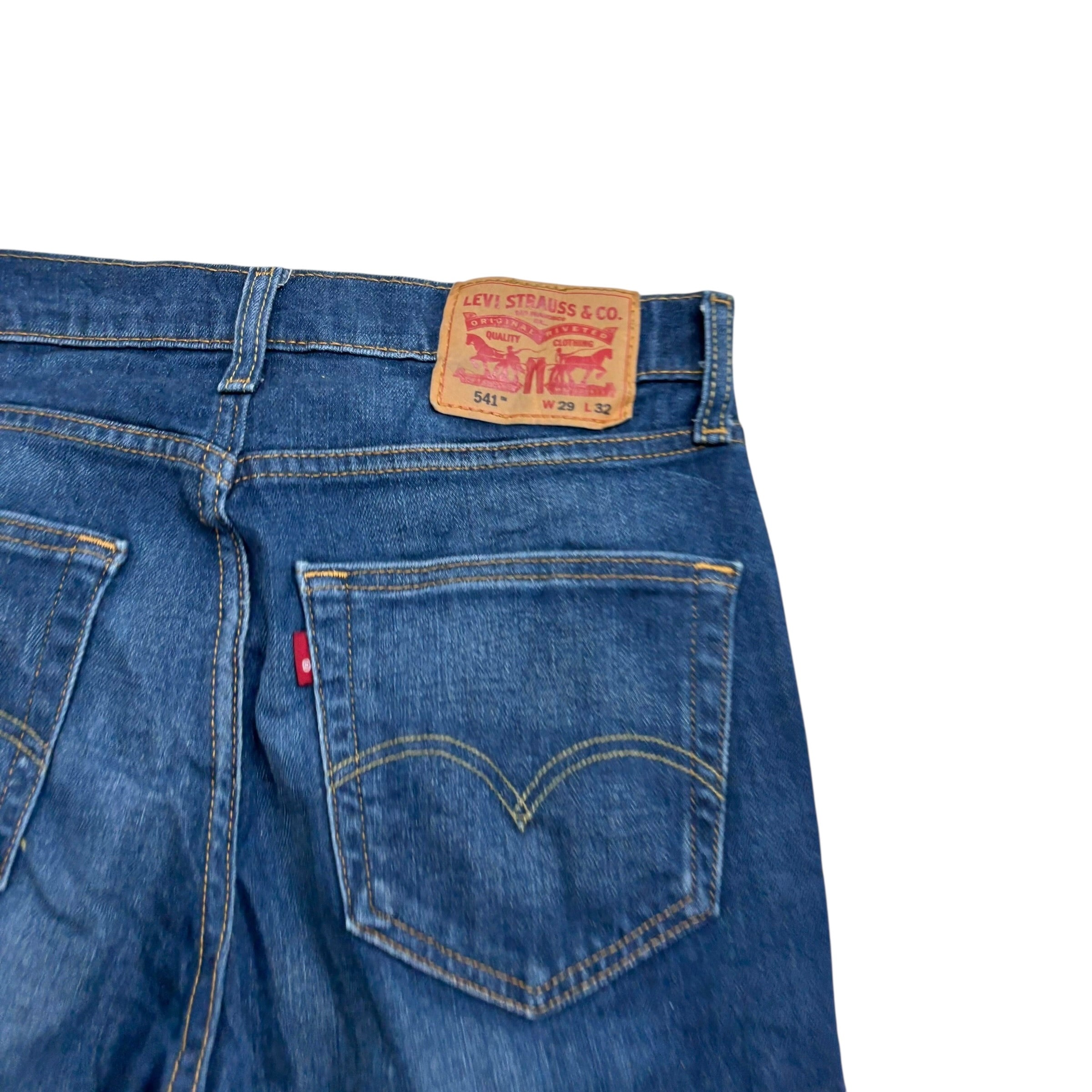 Levis 541 Jeans W29 L32 Mens Mid Blue Athletic Tapered Fit Stretch Denim (E)