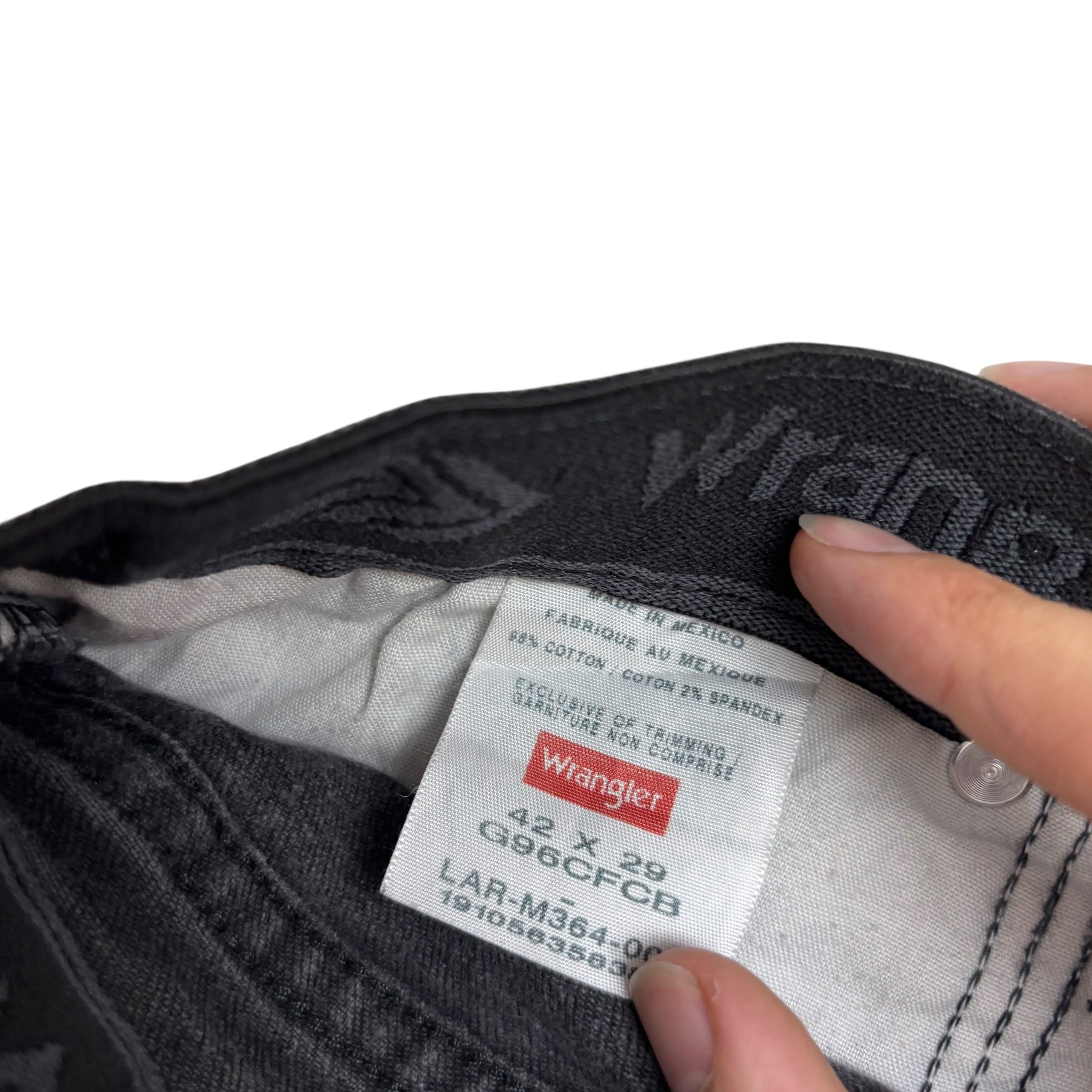 Wrangler Jeans W42 L29 Mens Black Regular Straight Fit Stretch Denim (E)