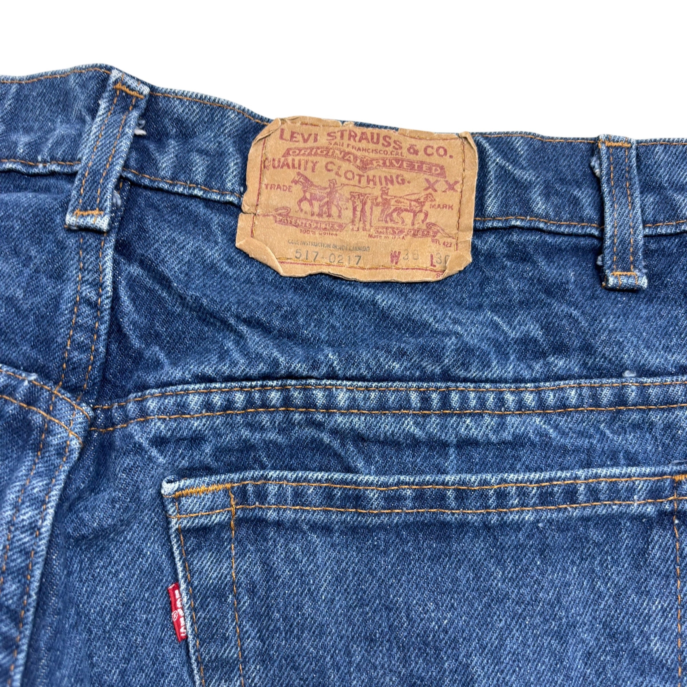 Levis 517 Jeans W34 L30 Mens Mid Blue Regular Bootcut USA Made Vintage 80s (E)