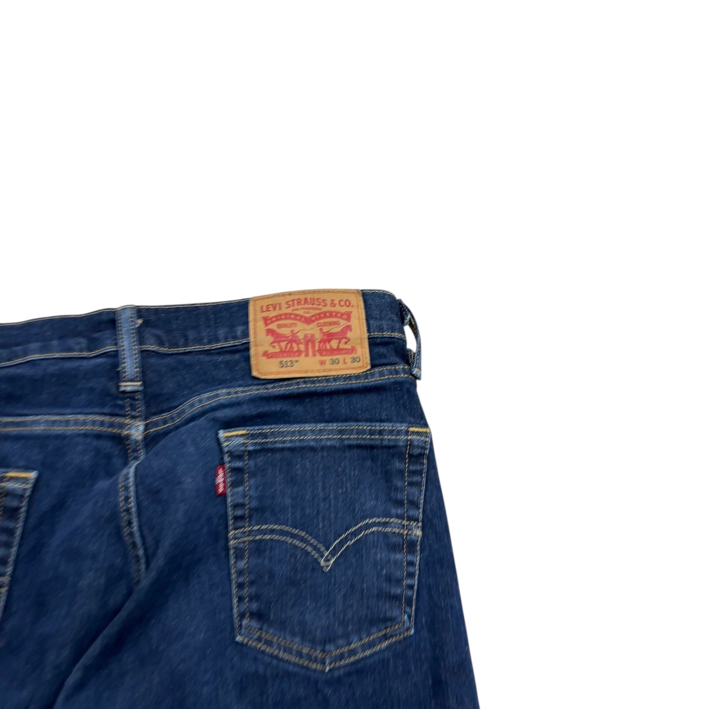 Levis 513 Jeans W30 L30 Mens Dark Blue Slim Straight Fit Stretch Denim (E)