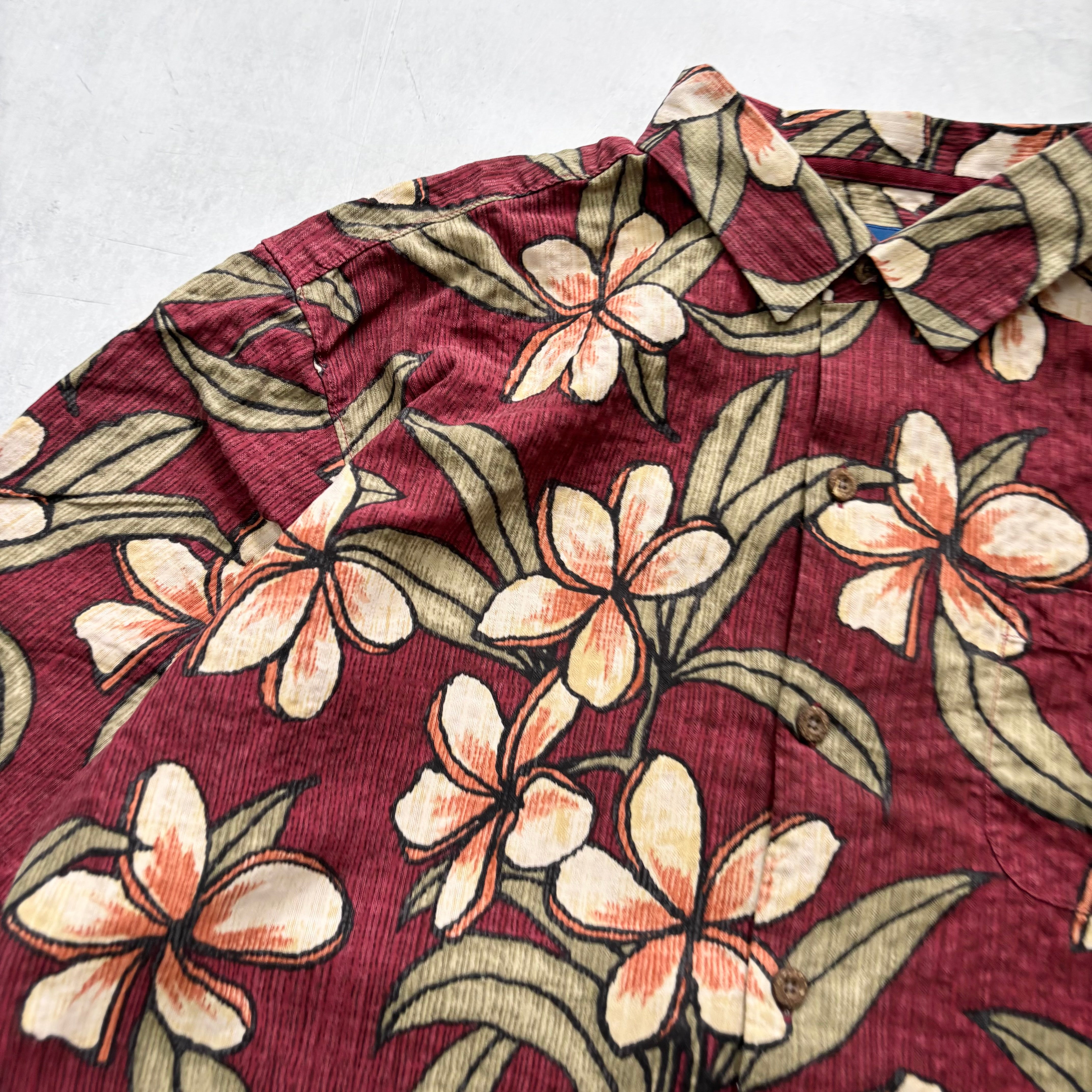 Vintage Hawaiian Shirt Mens XL Red Floral Tommy Bahama Short Sleeve Silk (E)