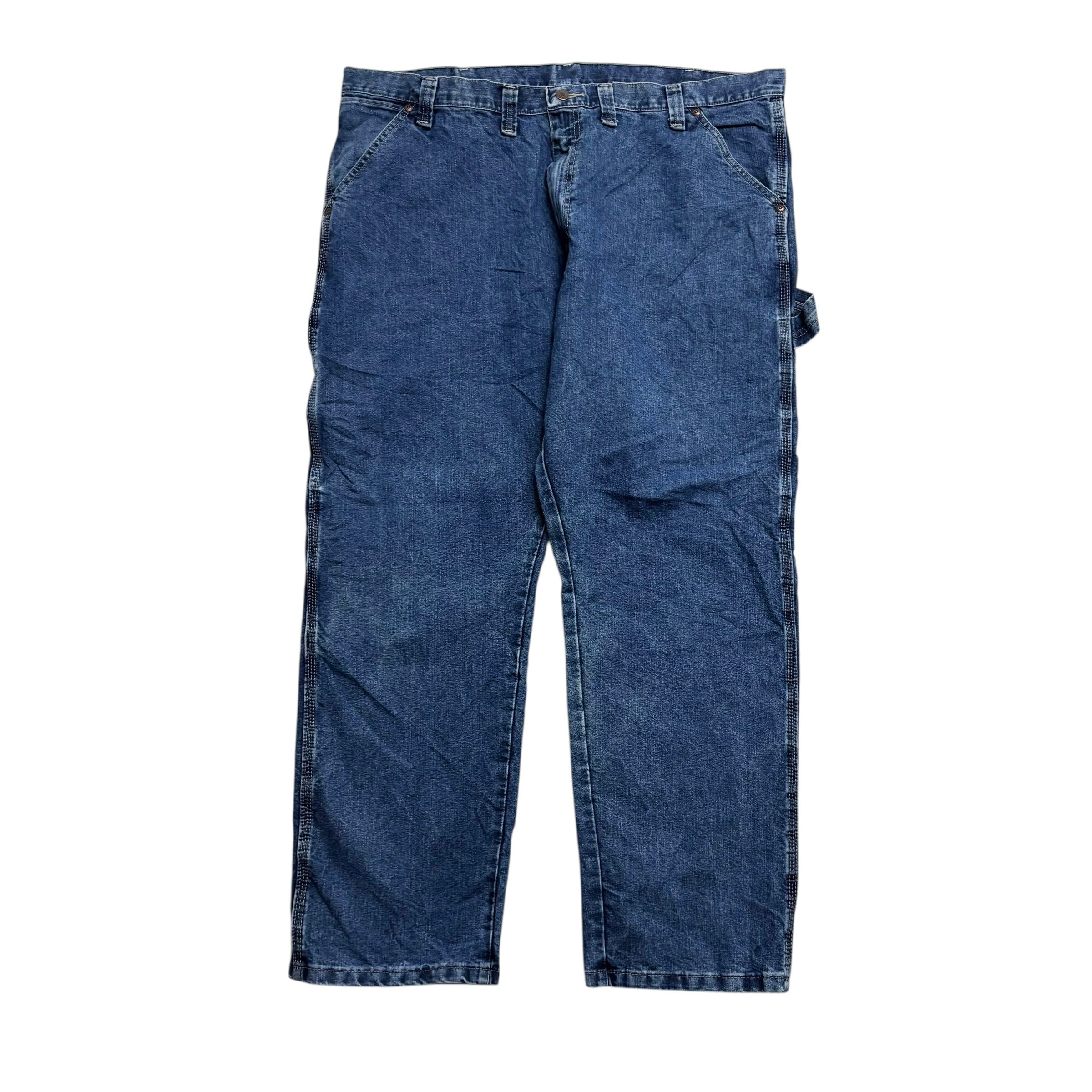 Wrangler Carpenter Jeans W44 L30 Mens Mid Blue Relaxed Straight Fit Denim