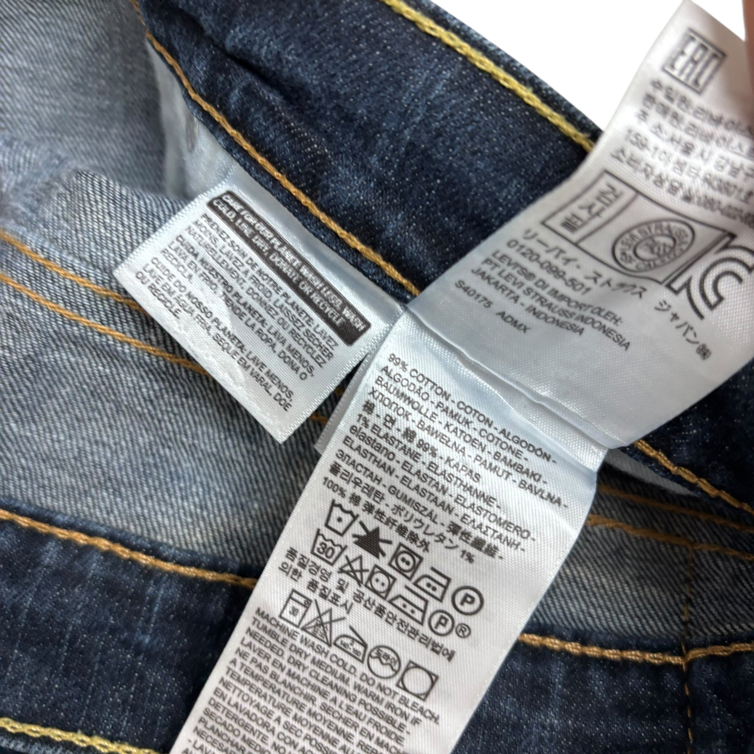Levis 541 Jeans W36 L29 Mens Dark Blue Athletic Tapered Fit Stretch Denim (E)