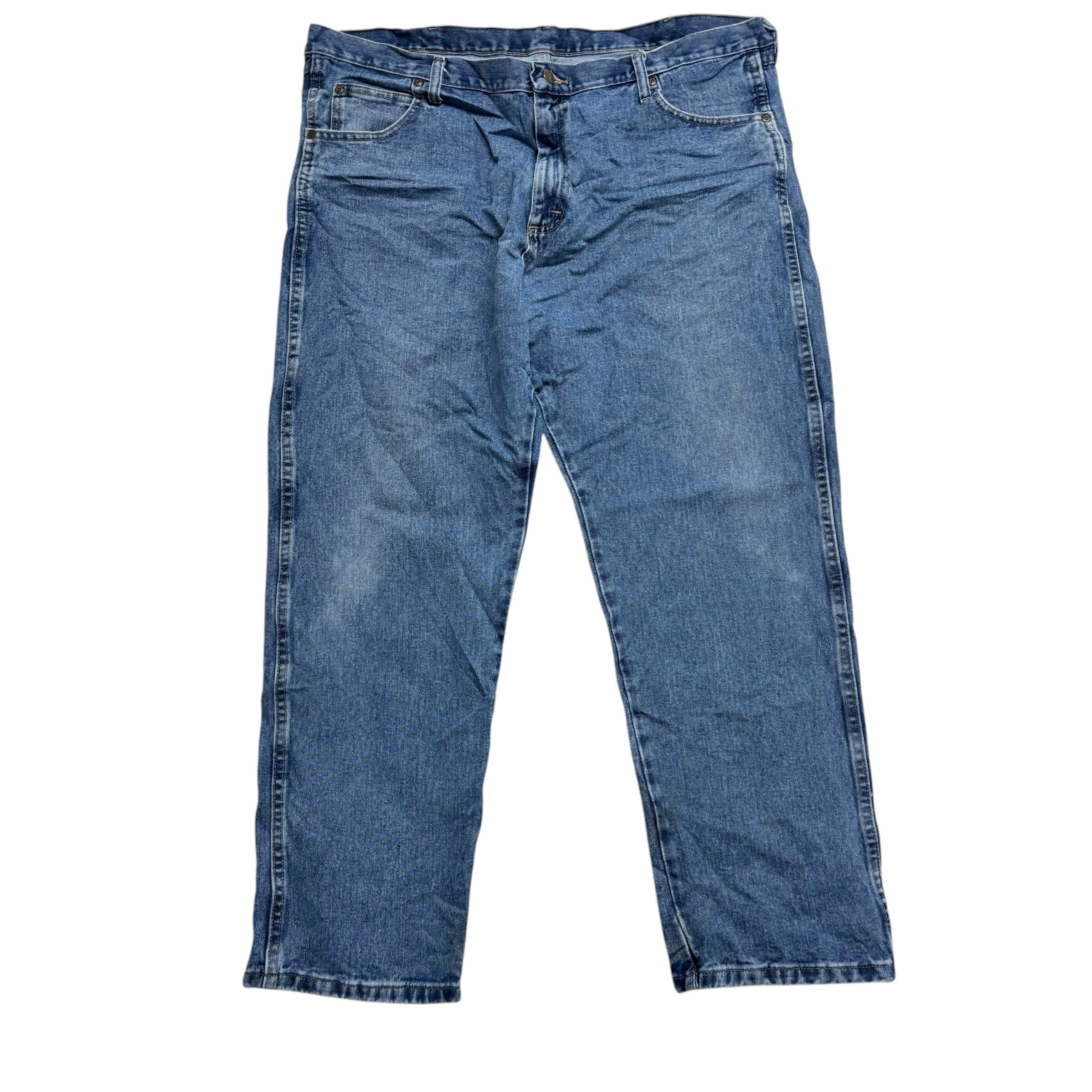 Wrangler Jeans W42 L30 Mens Mid Blue Relaxed Straight Fit Vintage Denim (E)