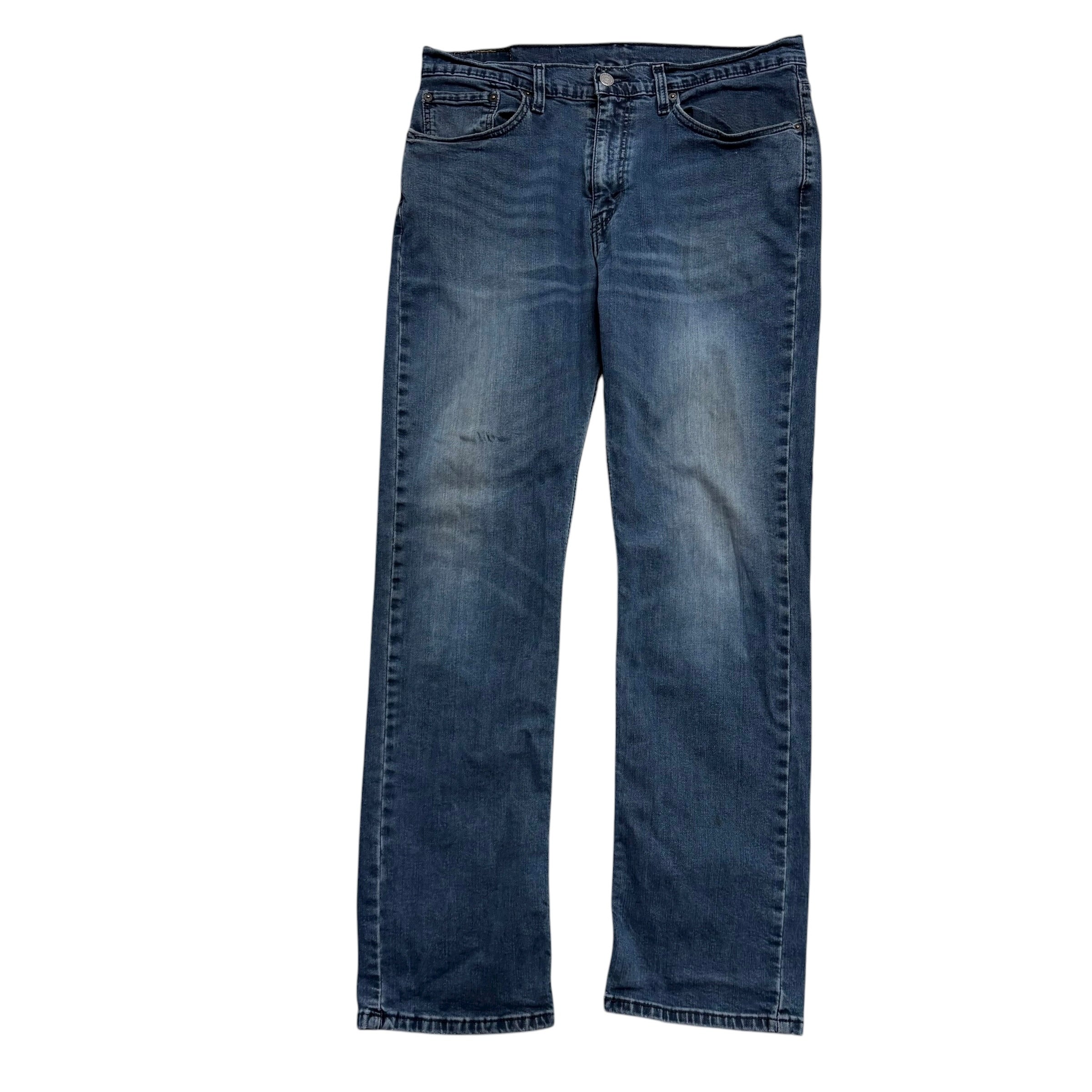 Levis 514 Jeans W34 L31 Mens Navy Blue Regular Straight Fit Stretch Denim