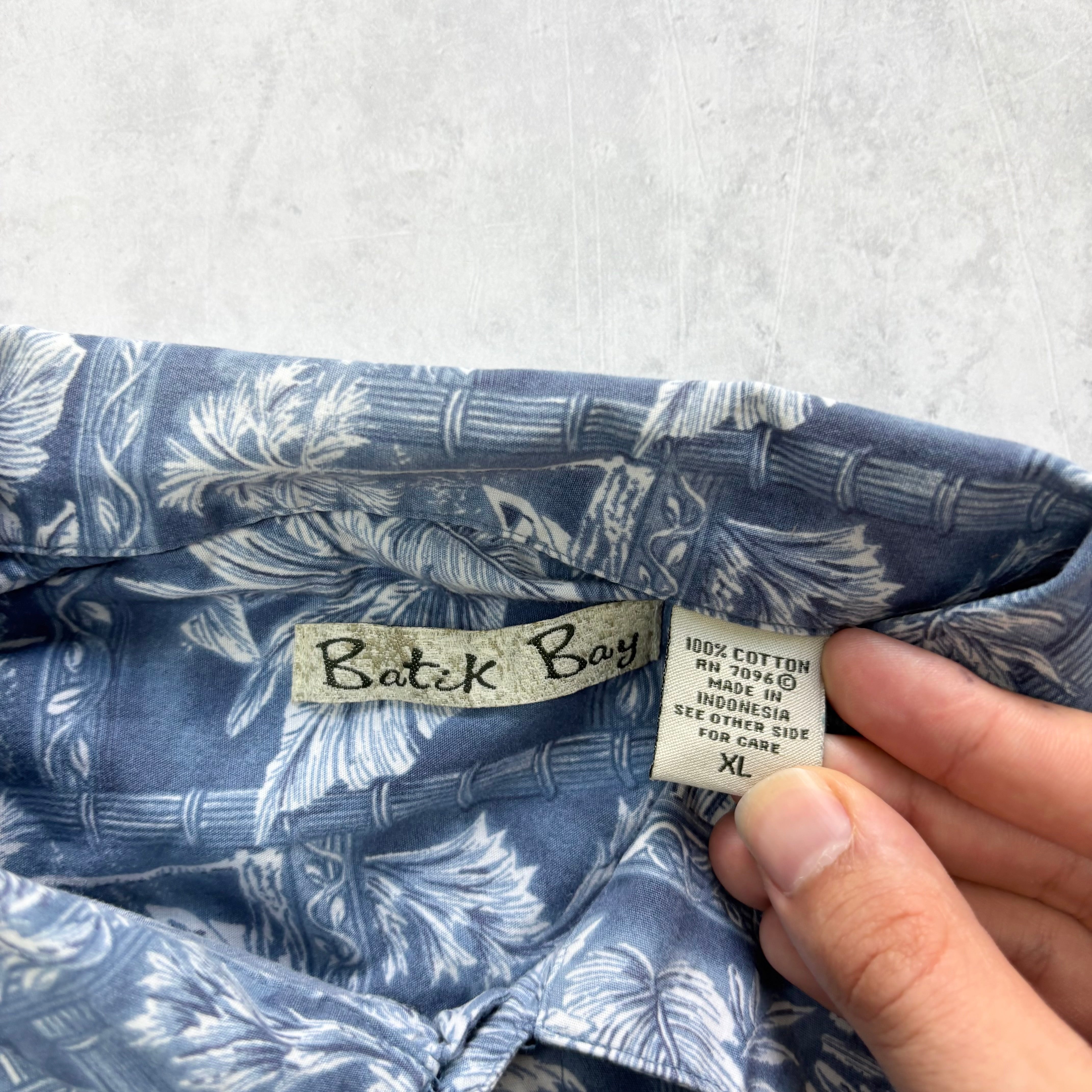 Vintage Hawaiian Shirt Mens XL Blue Floral Aloha Short Sleeve Cotton (E)