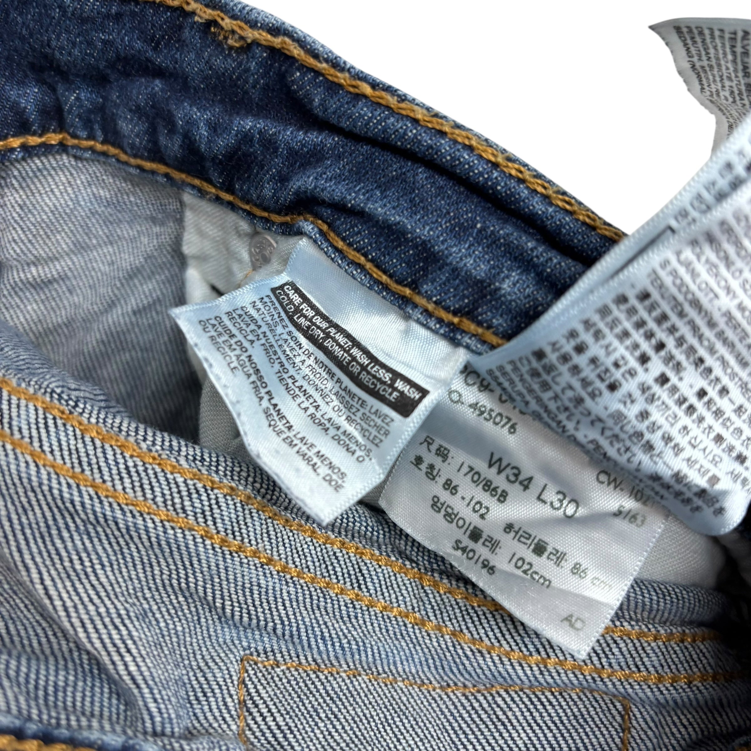 Levis 514 Jeans W34 L30 Mens Mid Blue Regular Straight Fit Stretch Denim (E)