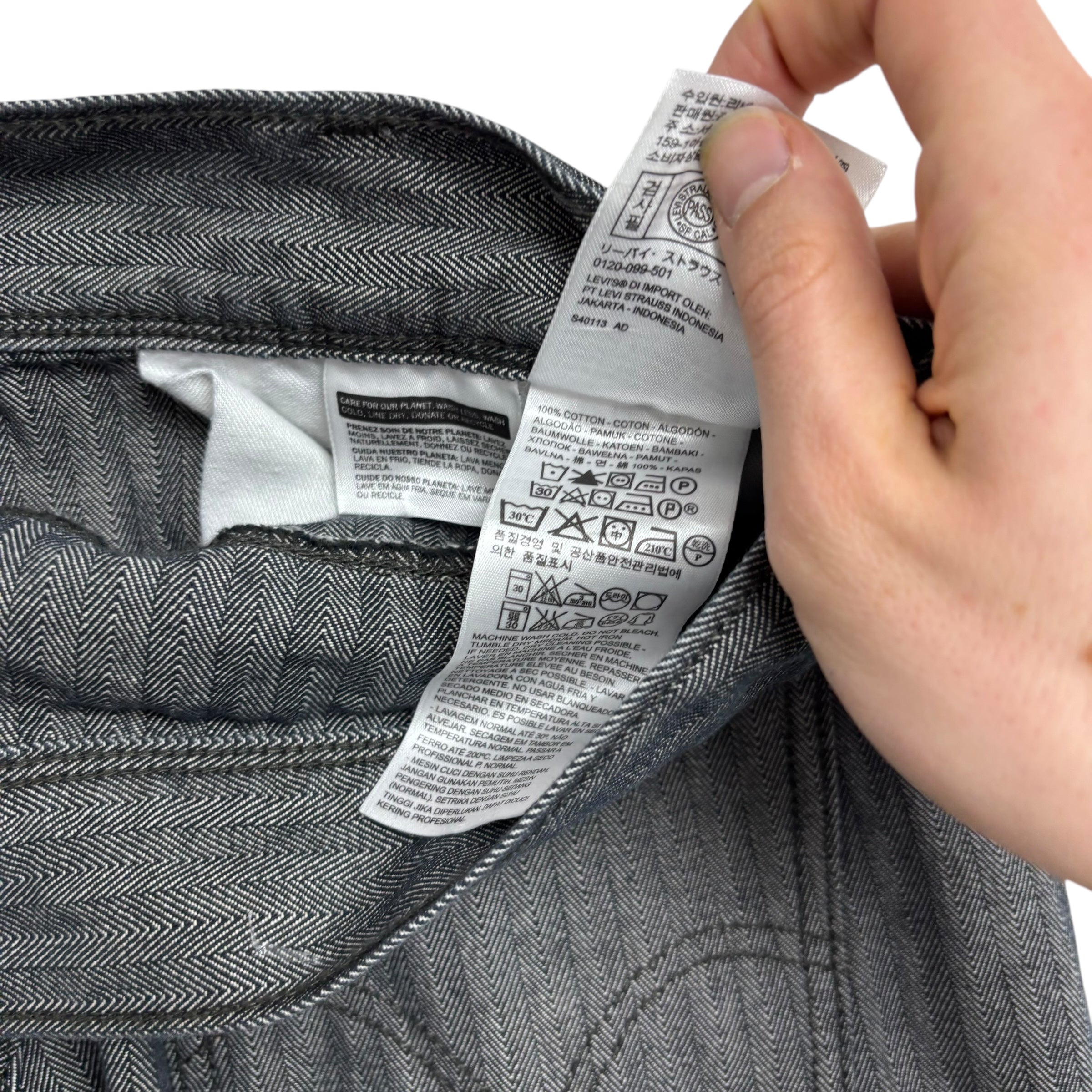 Levis Trousers W33 L28 Mens Grey Regular Tapered Fit Cotton Pants (E)