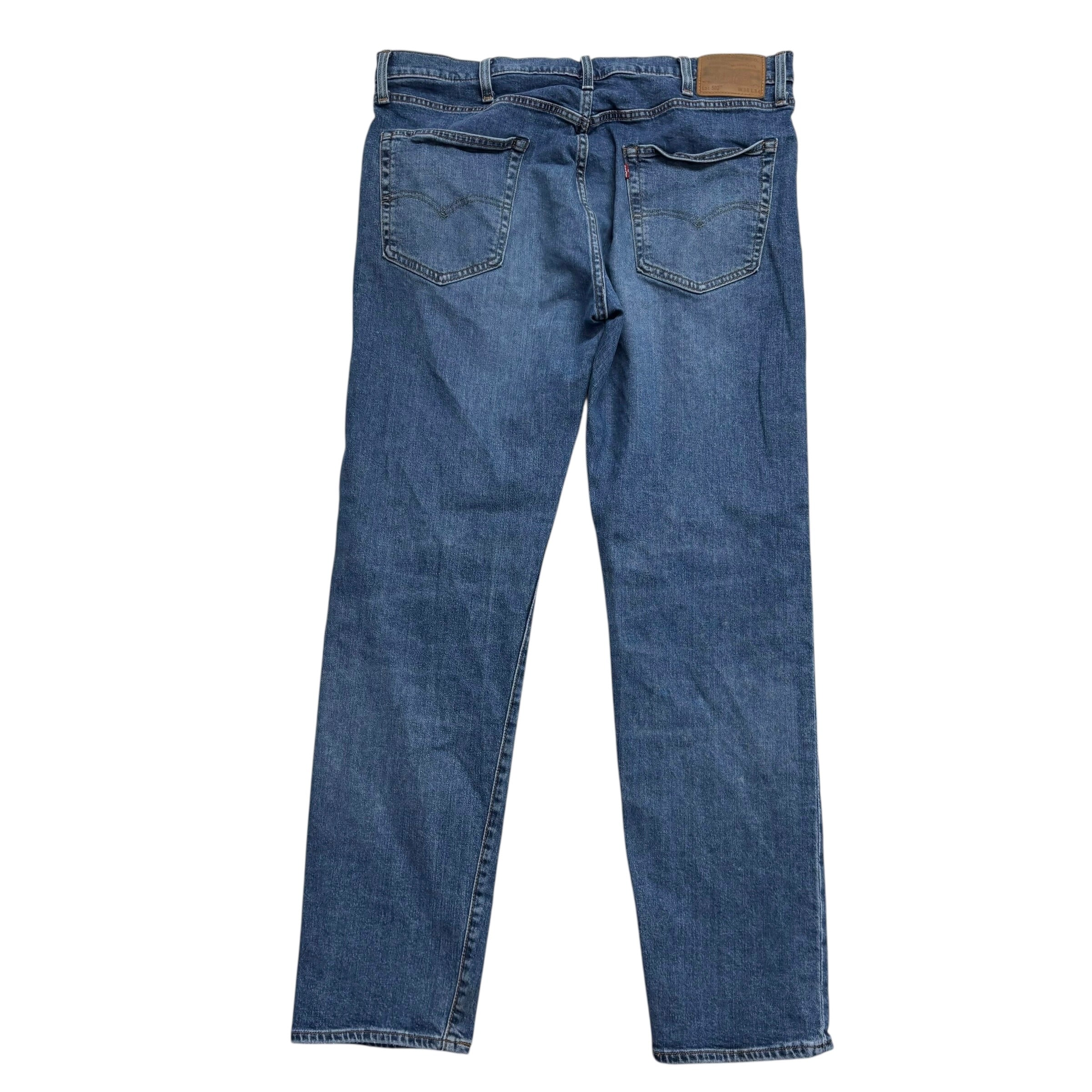 Levis 502 Jeans W38 L34 Mens Mid Blue Regular Tapered Fit Stretch Denim (E)