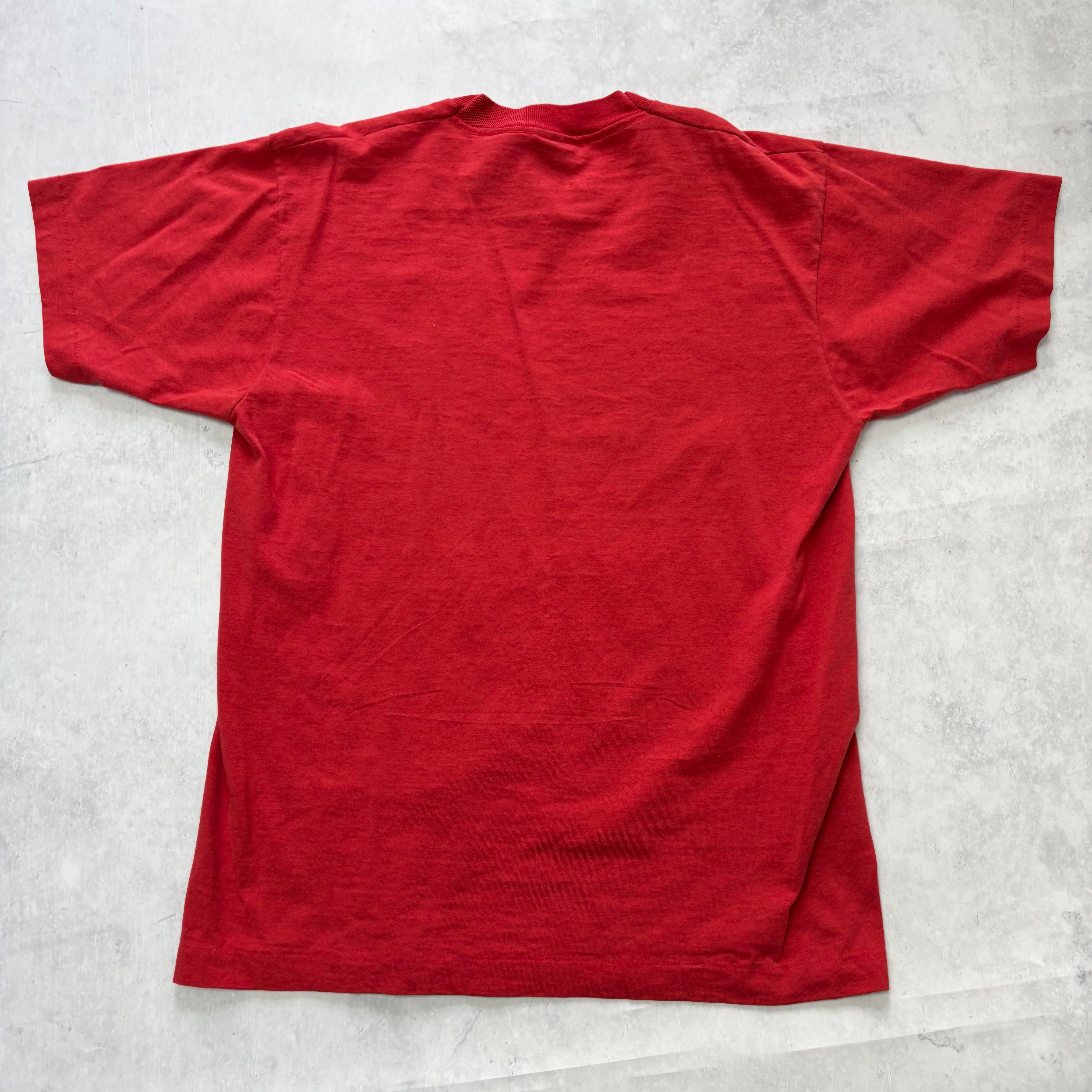 Vintage T Shirt Mens Small Red Single Stitch Graphic Print 90s USA (E)